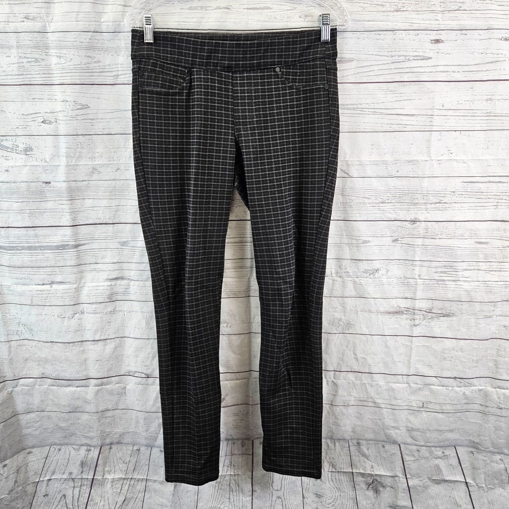 Vintage Liverpool Womens Ponte Knit Skinny Pants Sz 6 Black Gray Mid Rise Pull On Size 28" / US 6 / IT 42 - 2 Thumbnail