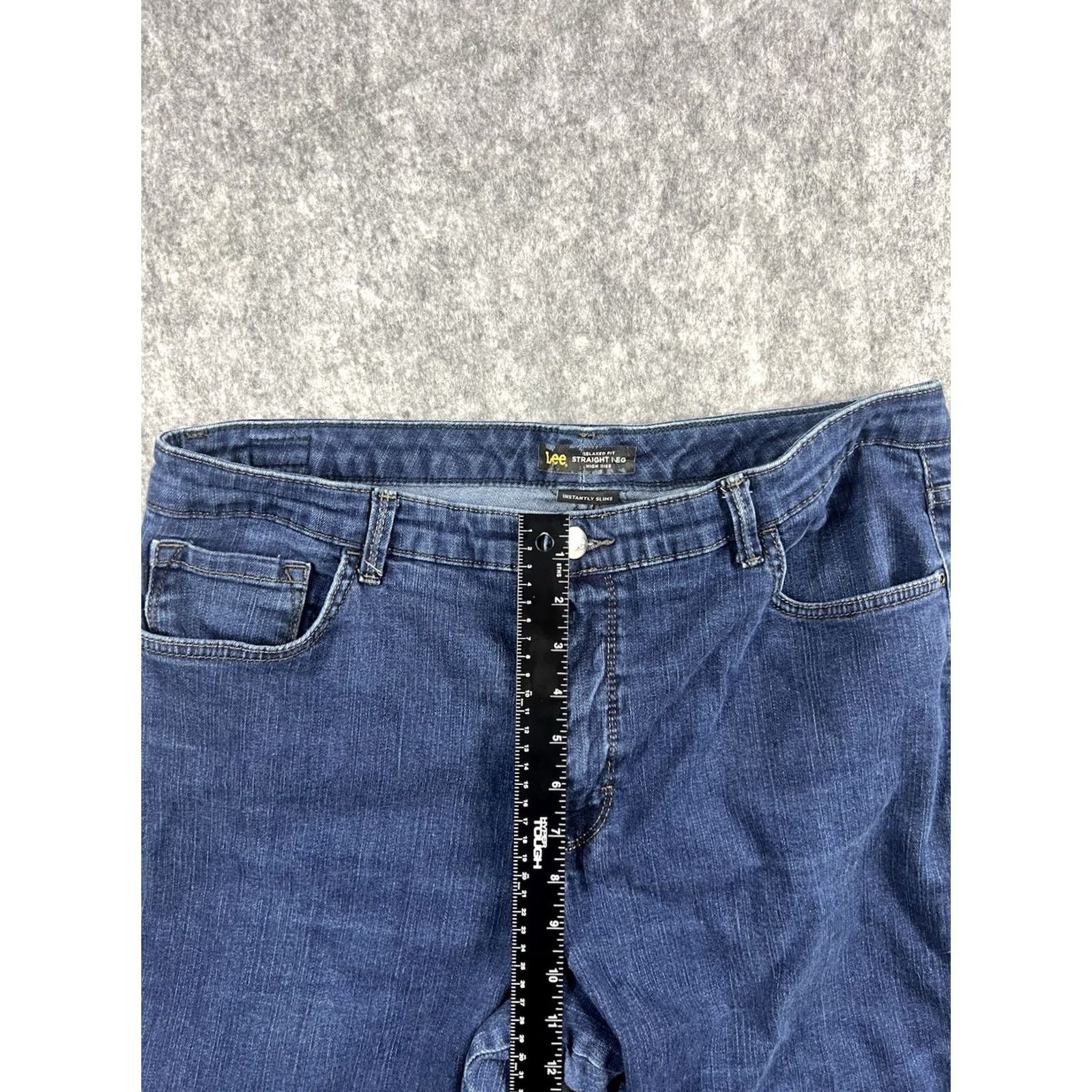 Lee Lee Jeans Relaxed Fit Straight Leg High Rise Denim 18M Women’s Slimming Stretch Pockets Blue 34x27 Regular Modern Denim Jeans Womens Size 24" / US 00 / IT 34 - 6 Thumbnail