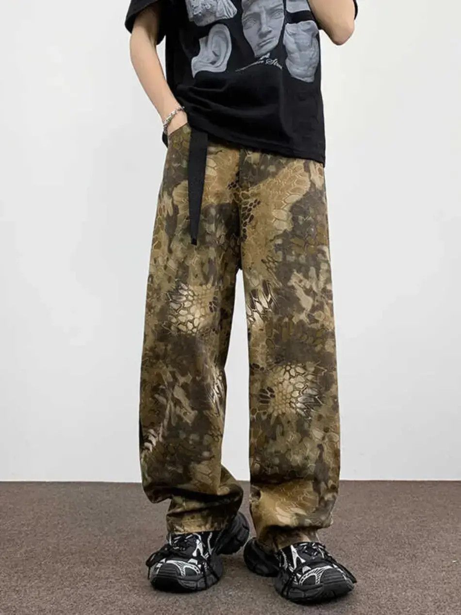 Japanese Brand Retro snake patterned camouflage washed jeans Size US 32 / EU 48 - 1 Thumbnail