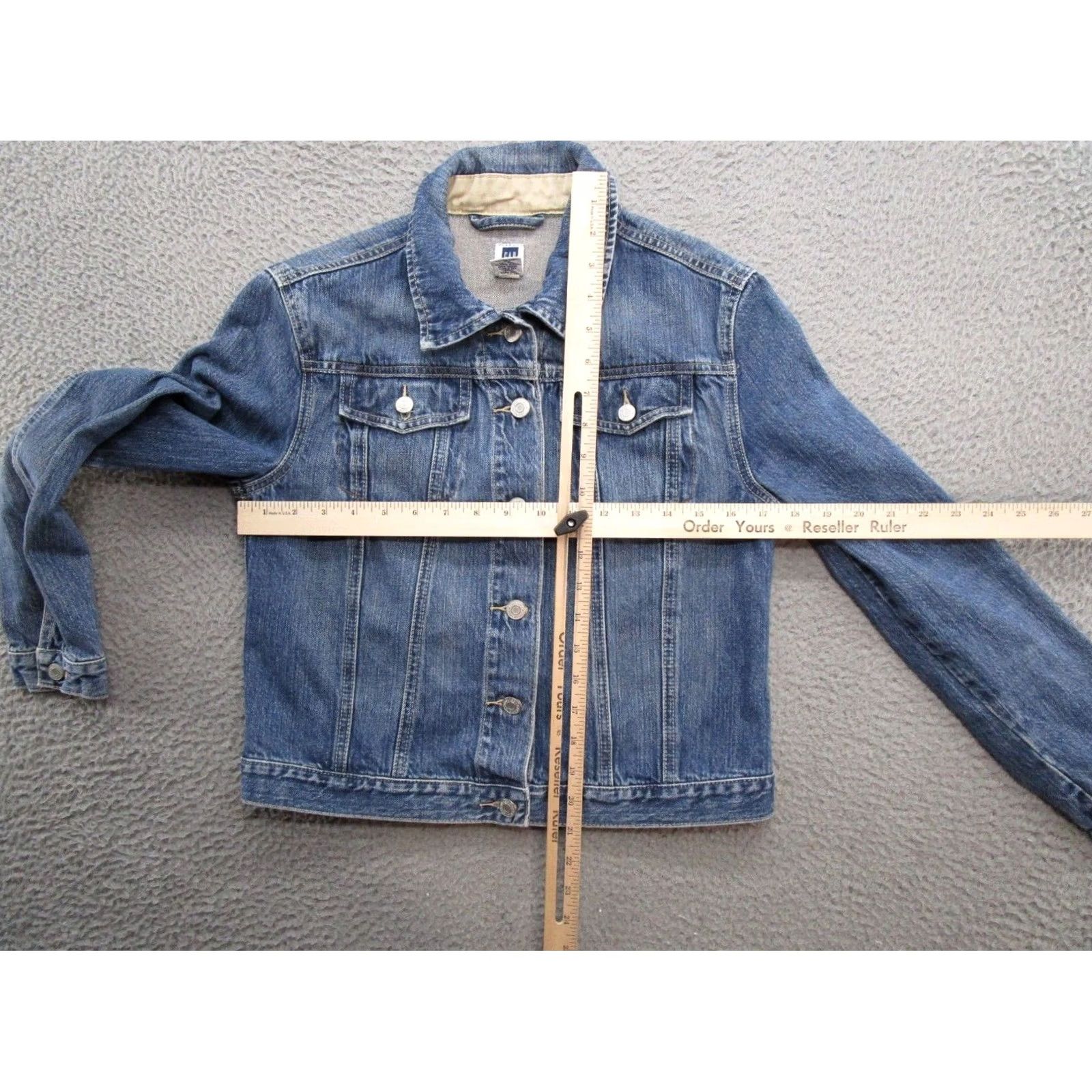 Gap VINTAGE Gap Factory Outlet Denim Jacket Women's S Size Blue Trucker Button 100% Cotton Short Sleeve Style: Size 28" / US 6 / IT 42 - 3 Thumbnail