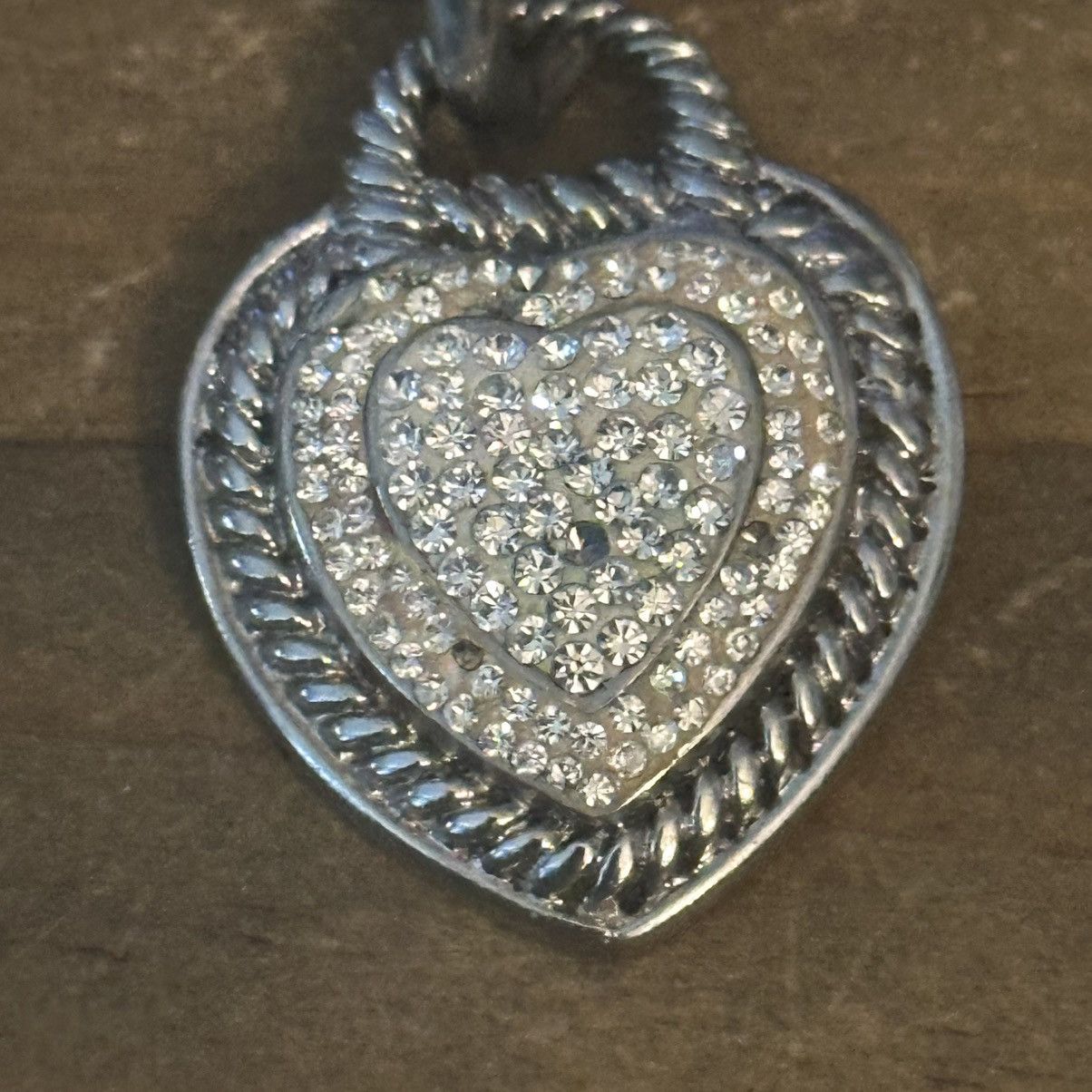 Other Chunky silver tone rhinestone heart pendant toggle necklace Size ONE SIZE - 3 Thumbnail