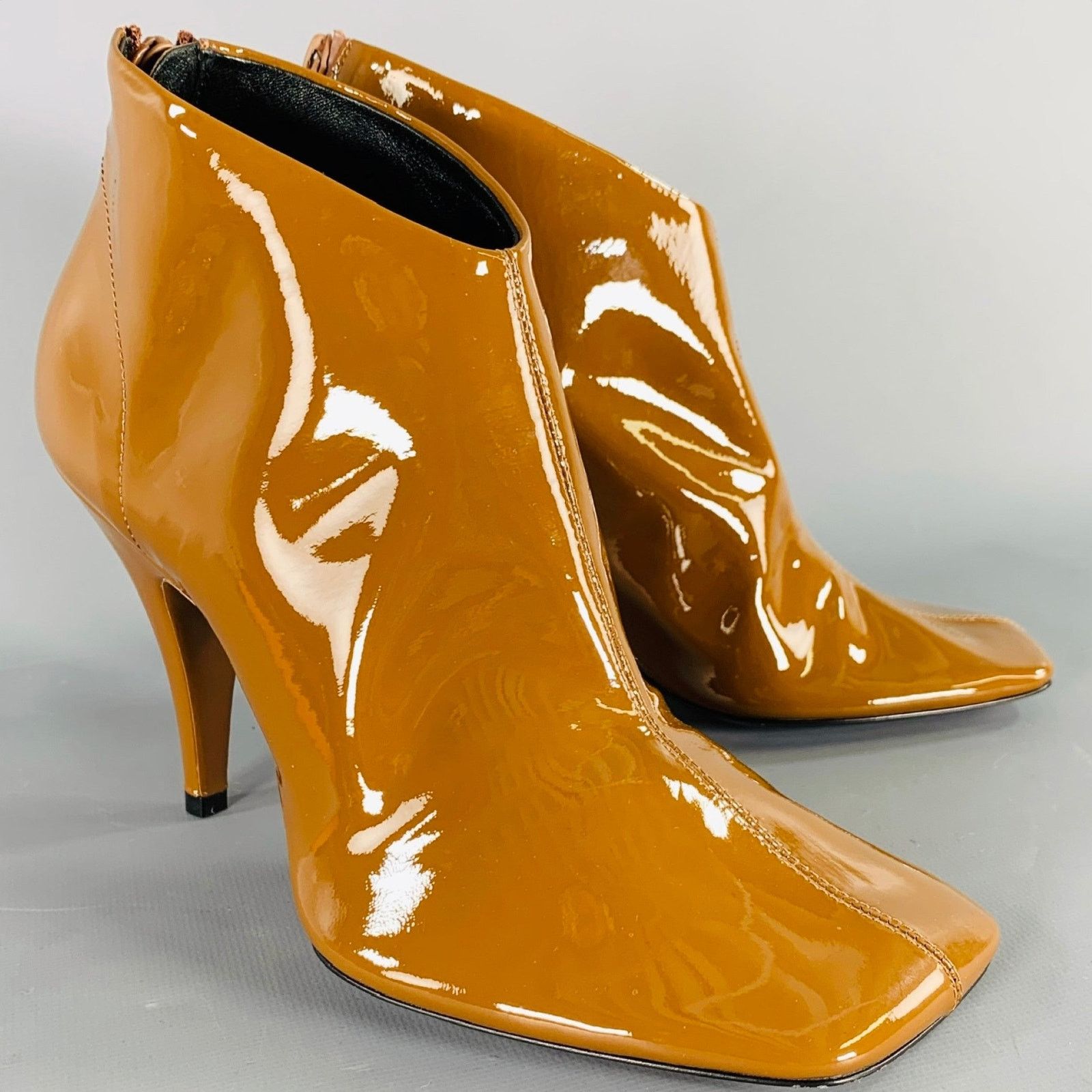 Phoebe Philo PHOEBE PHILO Size 7.5 Camel Patent Leather Square Toe Boots Size US 7.5 / IT 37.5 - 1 Thumbnail