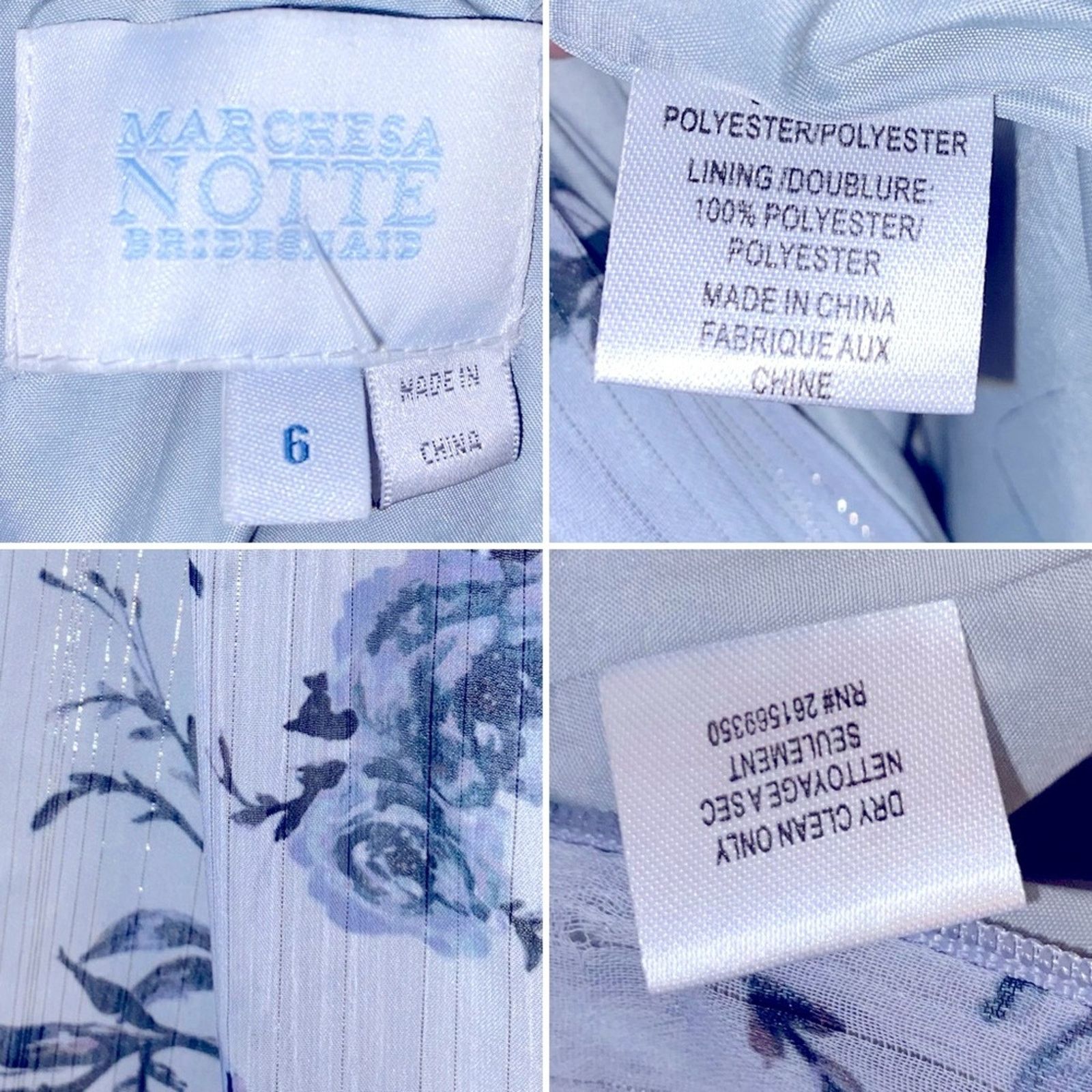 Marchesa Marchesa Notte $395 Carrara Blue Bridesmaid Floral Gown 6 Size M / US 6-8 / IT 42-44 - 8 Thumbnail