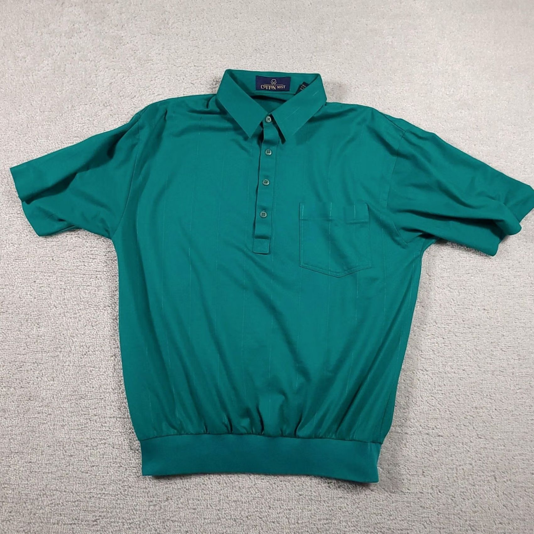 Vintage Cotton Mist Polo Shirt Mens M Green Short Sleeve Pocket Retro Pullover Tee Size US M / EU 48-50 / 2 - 2 Thumbnail