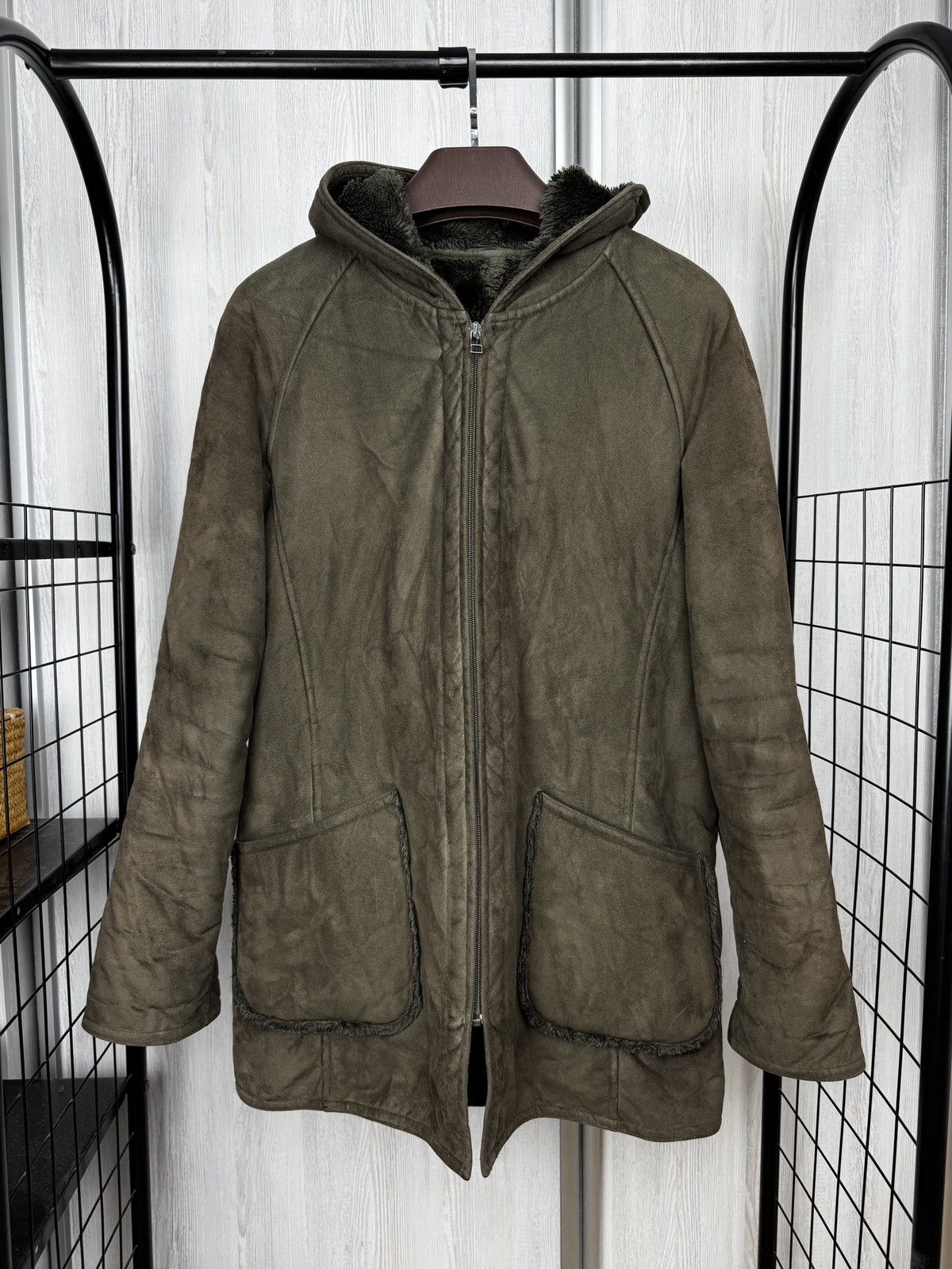 Comme CA ISM vintage brown shearling leather jacket size M
