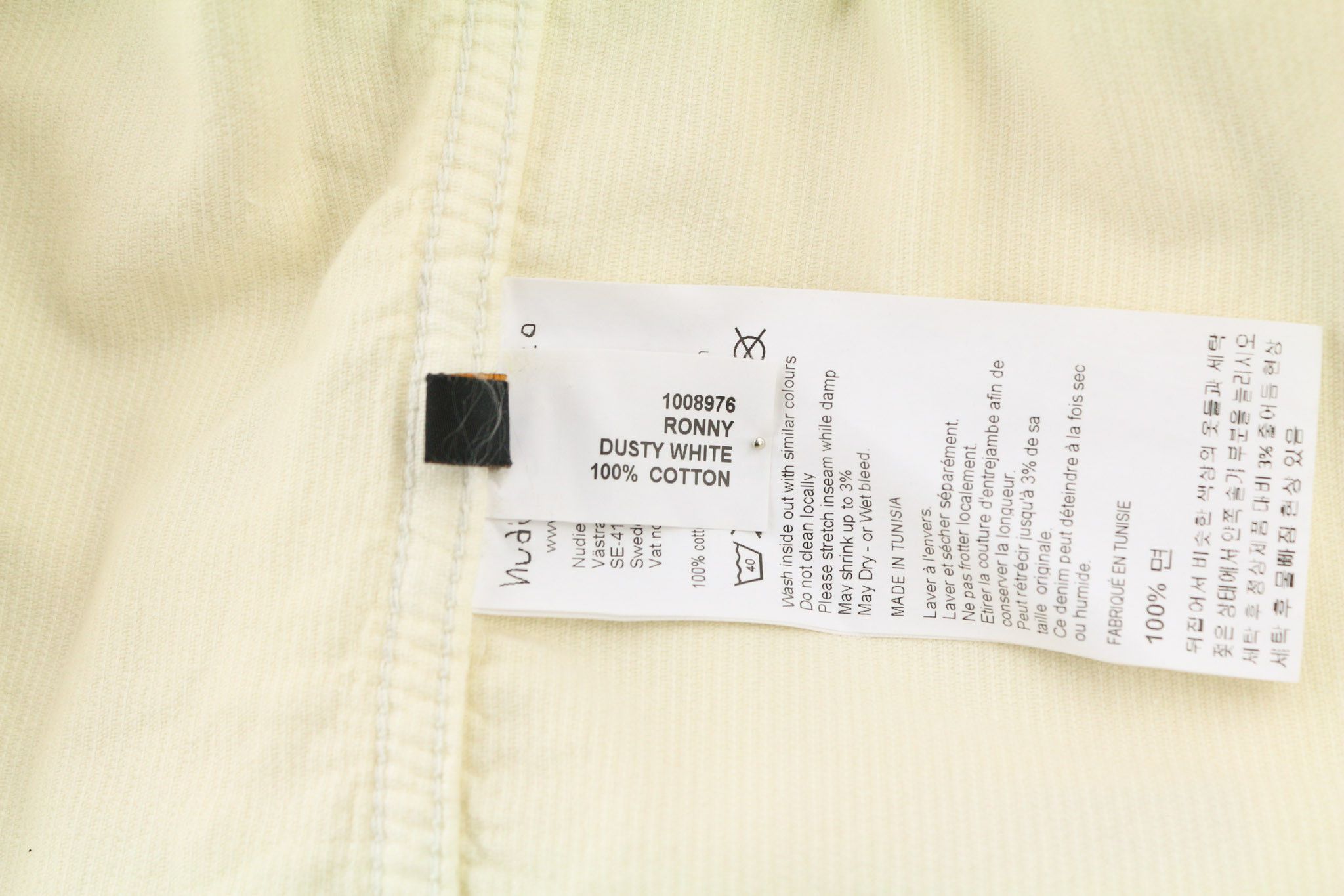 Nudie Jeans RONNY S Dusty White Cotton Corduroy Logo Jacket 81020 Size US S / EU 44-46 / 1 - 8 Thumbnail
