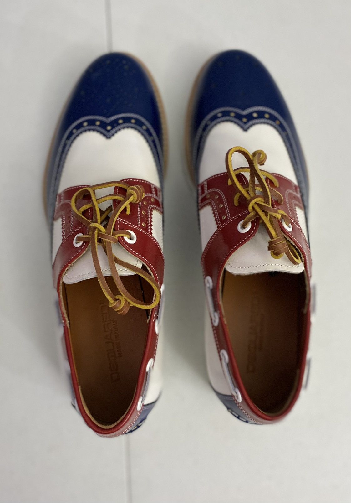 Dsquared2 Dsquared2 🇮🇹 R/W/B Leather Handmade Brogue Boat Shoes 9 NEW Size US 9 / EU 42 - 15 Thumbnail