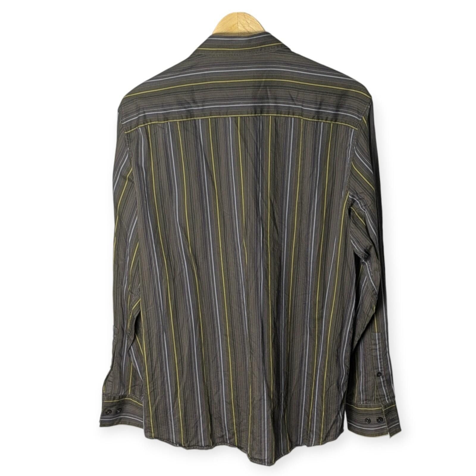 Calvin Klein Calvin Klein Men's L Modern Fit Brown Gold Striped Shirt Size US L / EU 52-54 / 3 - 7 Thumbnail