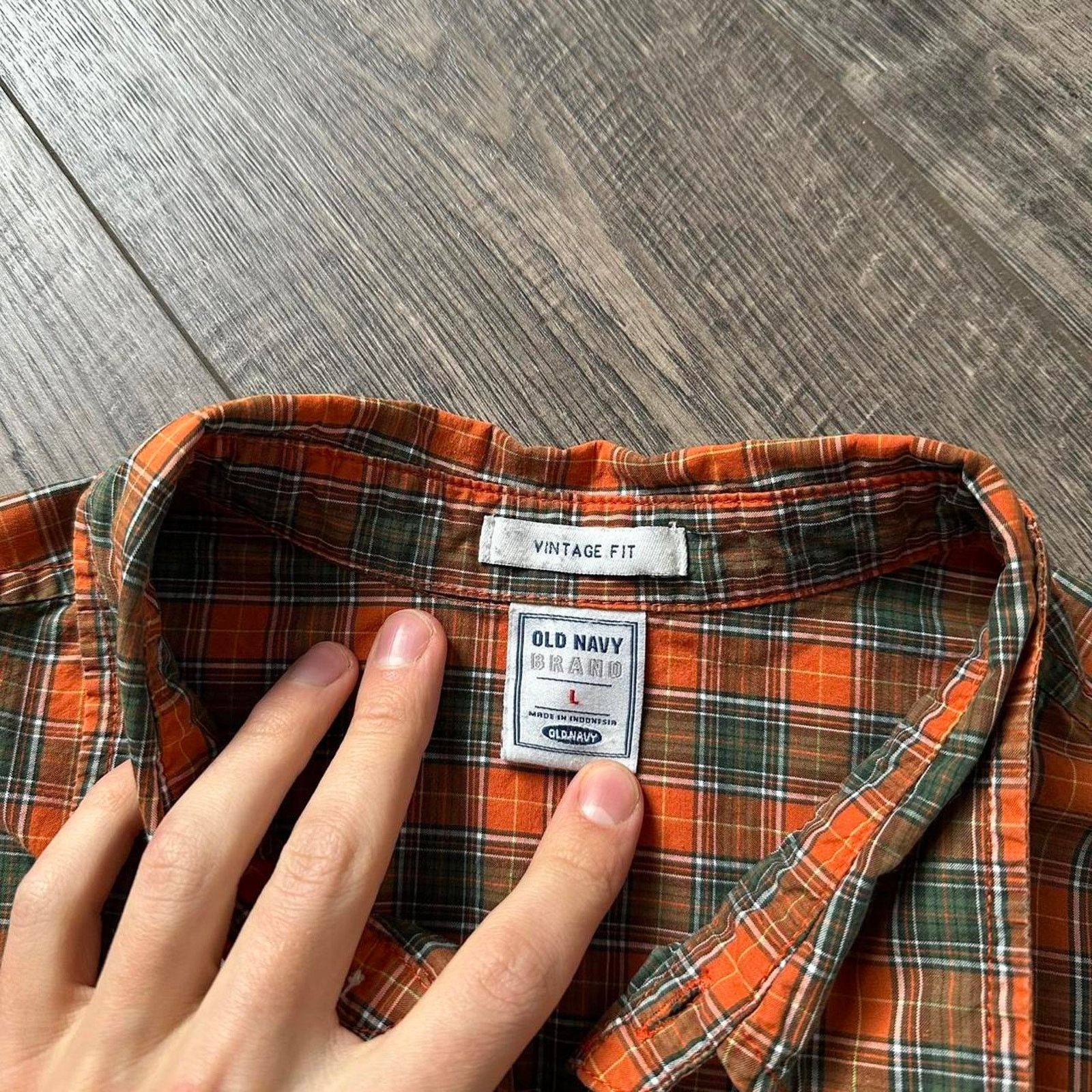 Old Navy Y2K Old Navy Orange Green Plaid Short Sleeve Button Up Polo Size US L / EU 52-54 / 3 - 6 Thumbnail