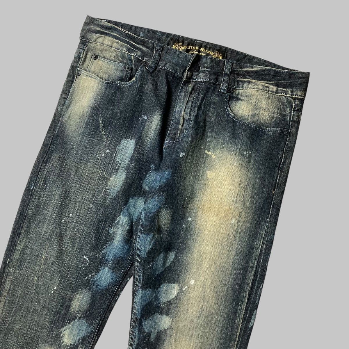 Designer × Hysteric Glamour × Japanese Brand NO FIRE SEVEN Abstrack Washed Unique Jeans Made In USA Size US 32 / EU 48 - 3 Thumbnail