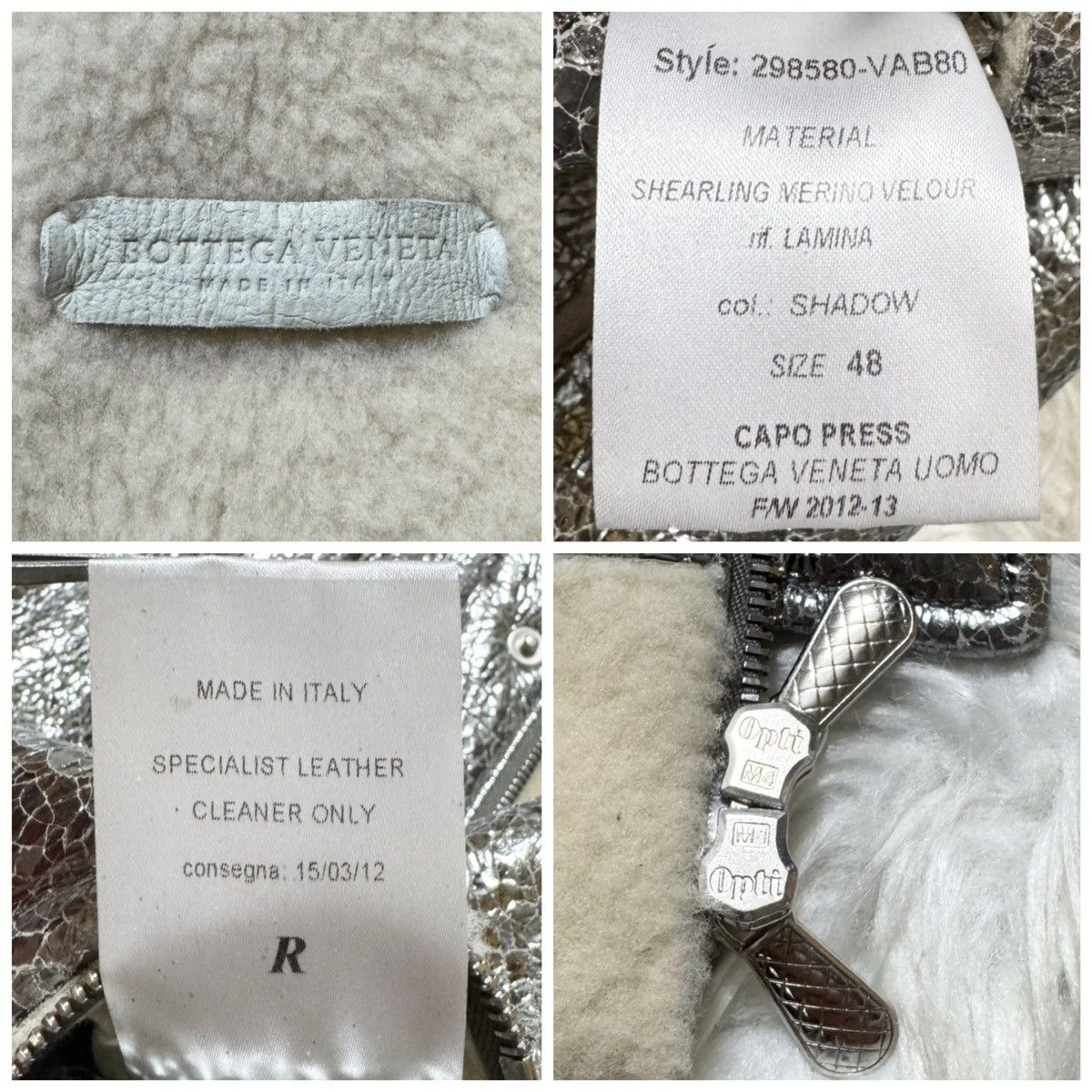 Bottega Veneta RARE Bottega Veneta Shearling Metallic Leather Biker Jacket Size US M / EU 48-50 / 2 - 2 Thumbnail