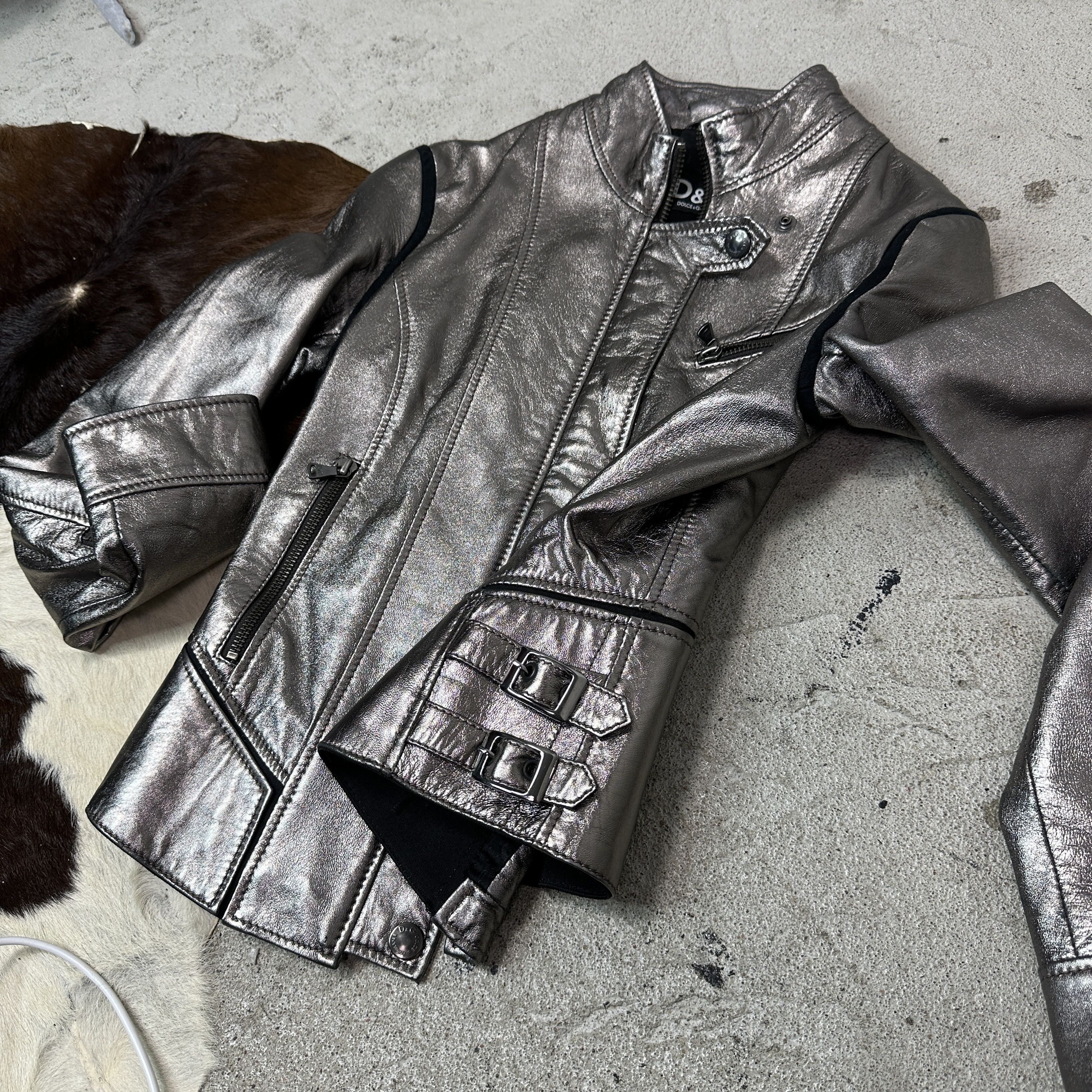 Dolce & Gabbana Vintage Leather Buckle Fitted Dolce&Gabbana Jacket 00s Size S / US 4 / IT 40 - 9 Thumbnail