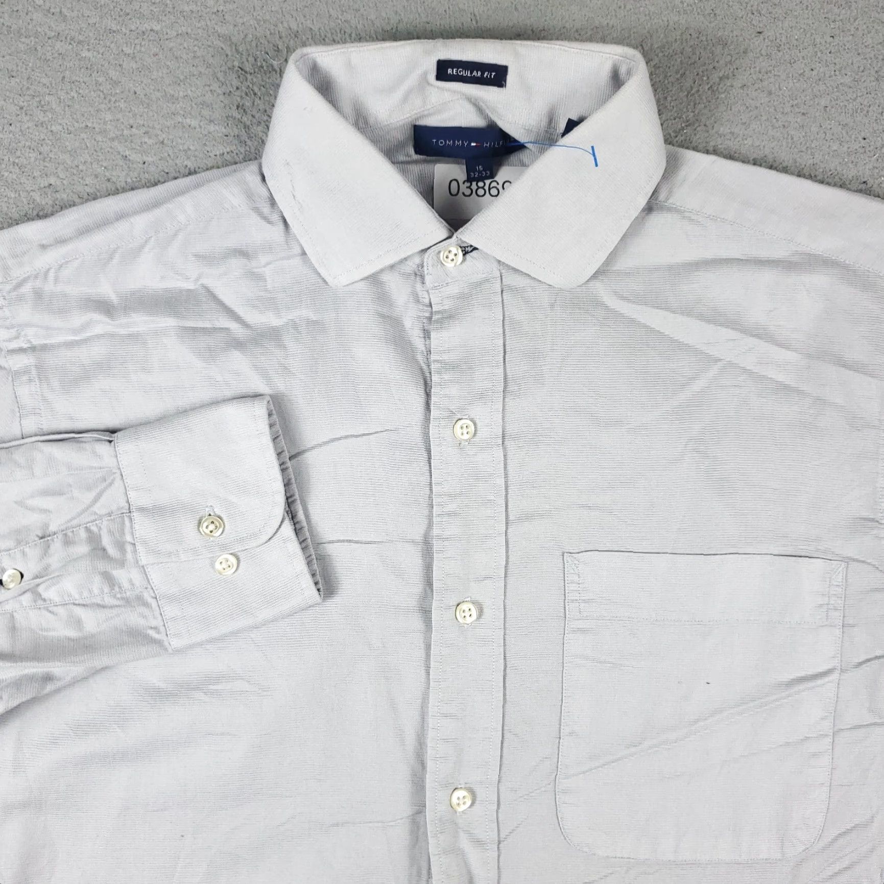 Tommy Hilfiger Tommy Hilfiger Gray Dress Shirt Mens 15 Long Sleeve Button Up Regular Fit Classic Size 40R - 2 Thumbnail