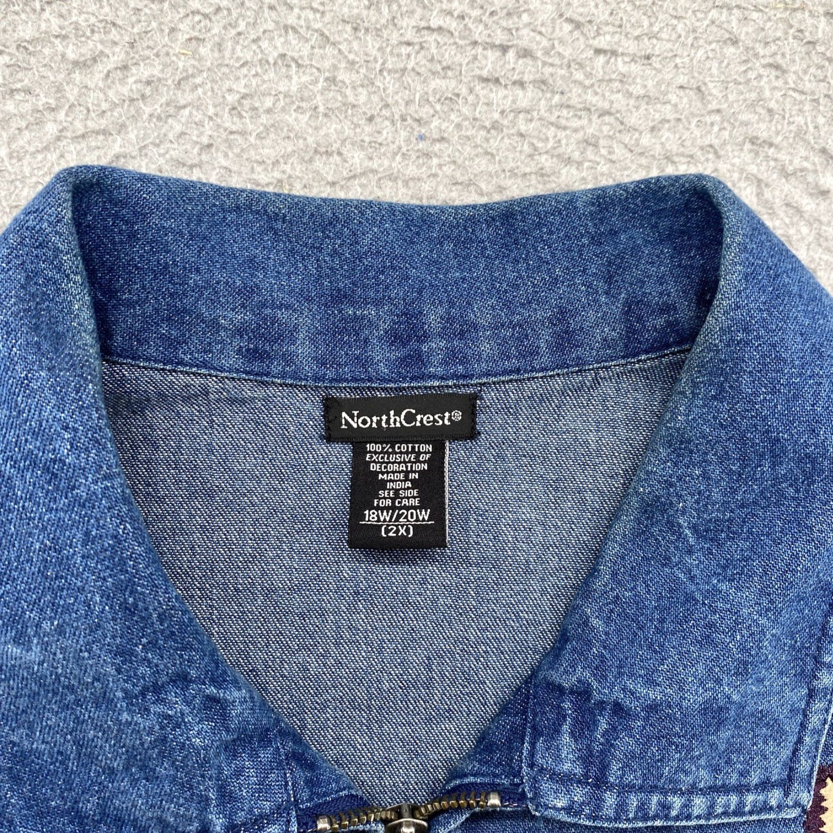 Denime North Crest Denim Full Zip Women's Jacket Embroidered Size 18 Plus Blue Fall 18/20W Womens Size XXL / US 16-18 / IT 52-54 - 2 Thumbnail