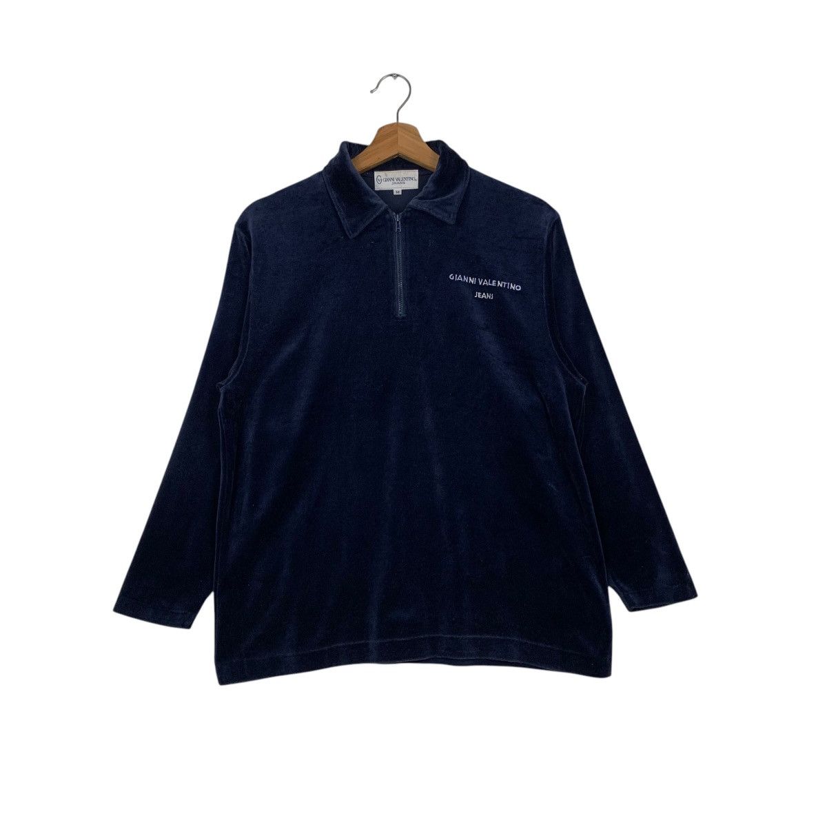Gianni Valentino GIANNI VALENTINO Half Zip Long Sleeve Velvet Polos #1654-C74 Size US M / EU 48-50 / 2 - 1 Thumbnail