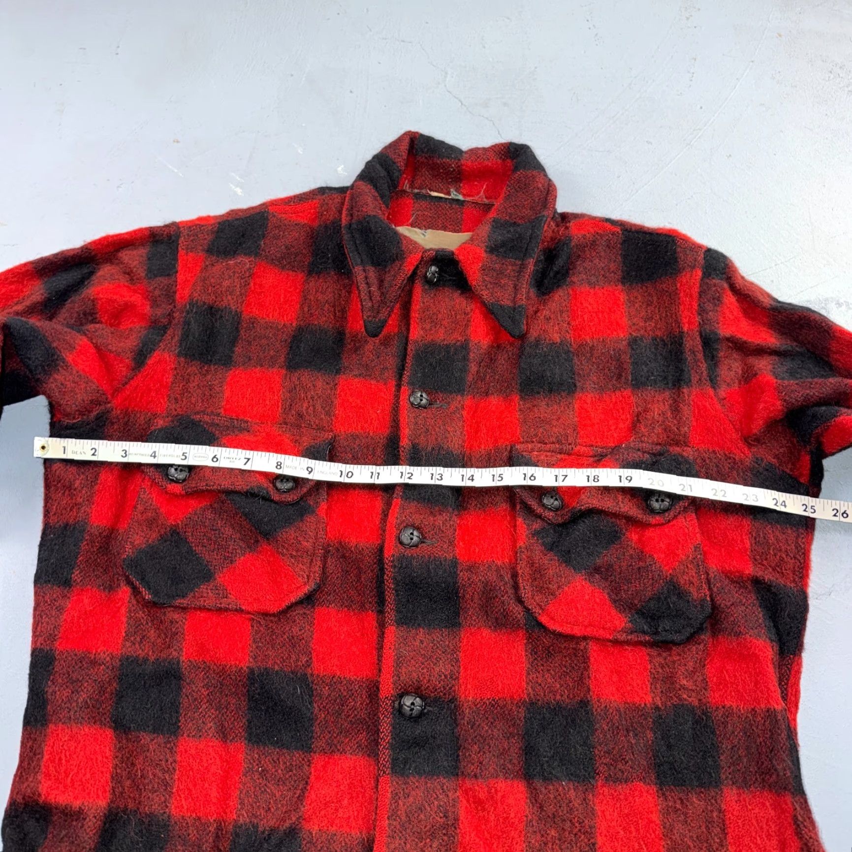 Vintage VTG 1950s Wool Buffalo Plaid Mackinaw Heavy Jacket Button Up Mohair Rockabilly Jacket Mens L Red Plaid Wool Coat Size US L / EU 52-54 / 3 - 6 Thumbnail