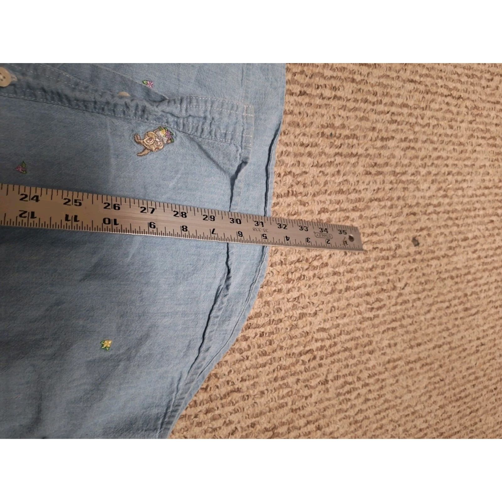 Disney VINTAGE Disney Bambi Button Embroidered Denim Shirt Thumper Cartoon Tv Movie 90s Etsy Classic Women's L Blue Denim Embroidered Button-Up Shirt Size L / US 10 / IT 46 - 6 Thumbnail