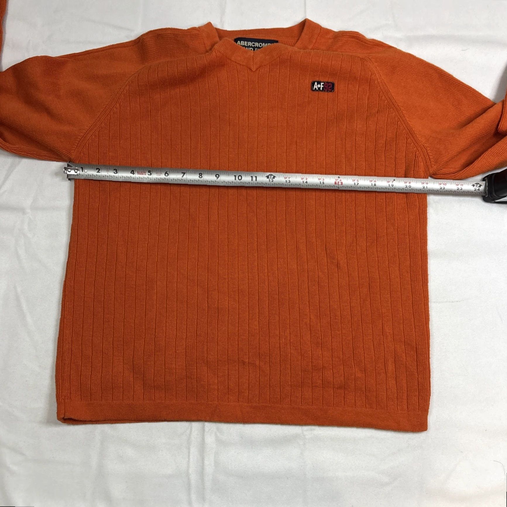 Abercrombie & Fitch VINTAGE Abercrombie & Fitch Sweater Orange V-Neck Pullover Men’s Size L Orange Striped 90s Mens Sweater Pullover Size US L / EU 52-54 / 3 - 5 Thumbnail