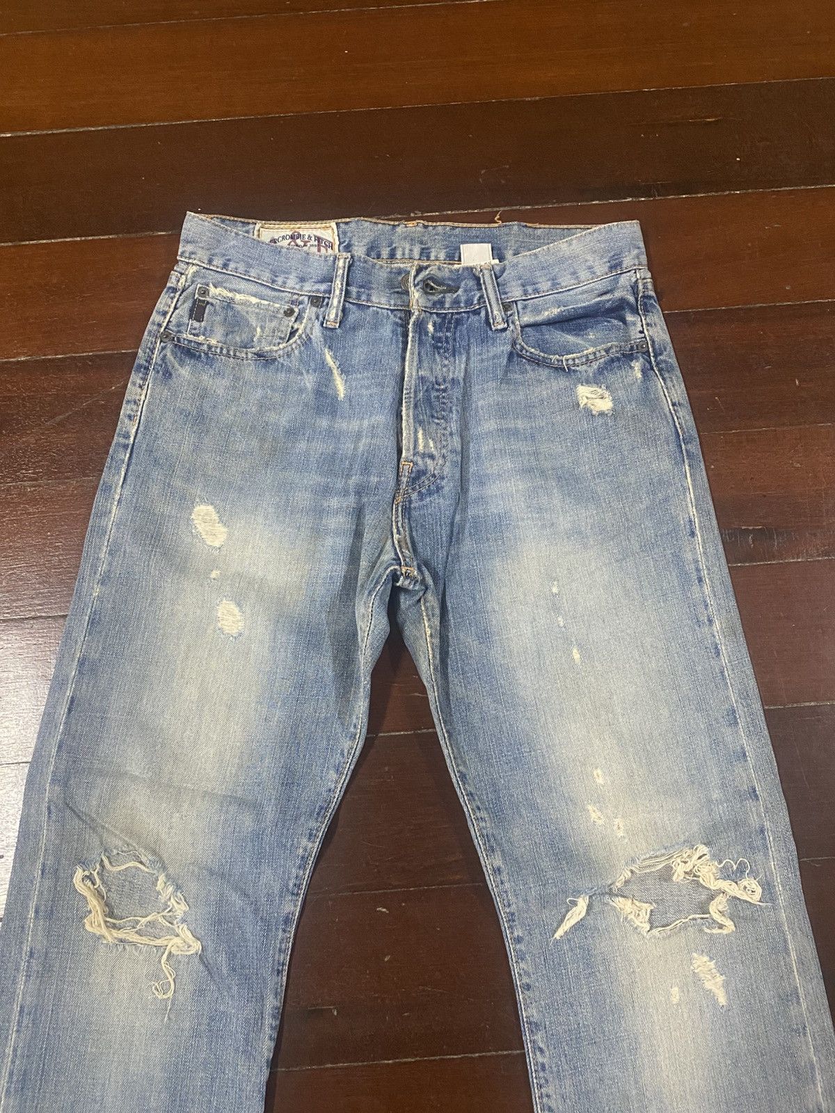 Abercrombie & Fitch Y2k Fitch Baggy Selvedge Vintage distressed mud wash Size US 32 / EU 48 - 17 Thumbnail