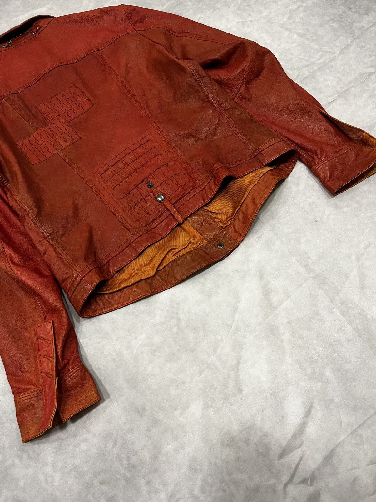 Marithe + Francois Girbaud Marithe Francois Girbaud Vintage Rare Orange Leather Jacket Size M / US 6-8 / IT 42-44 - 7 Thumbnail