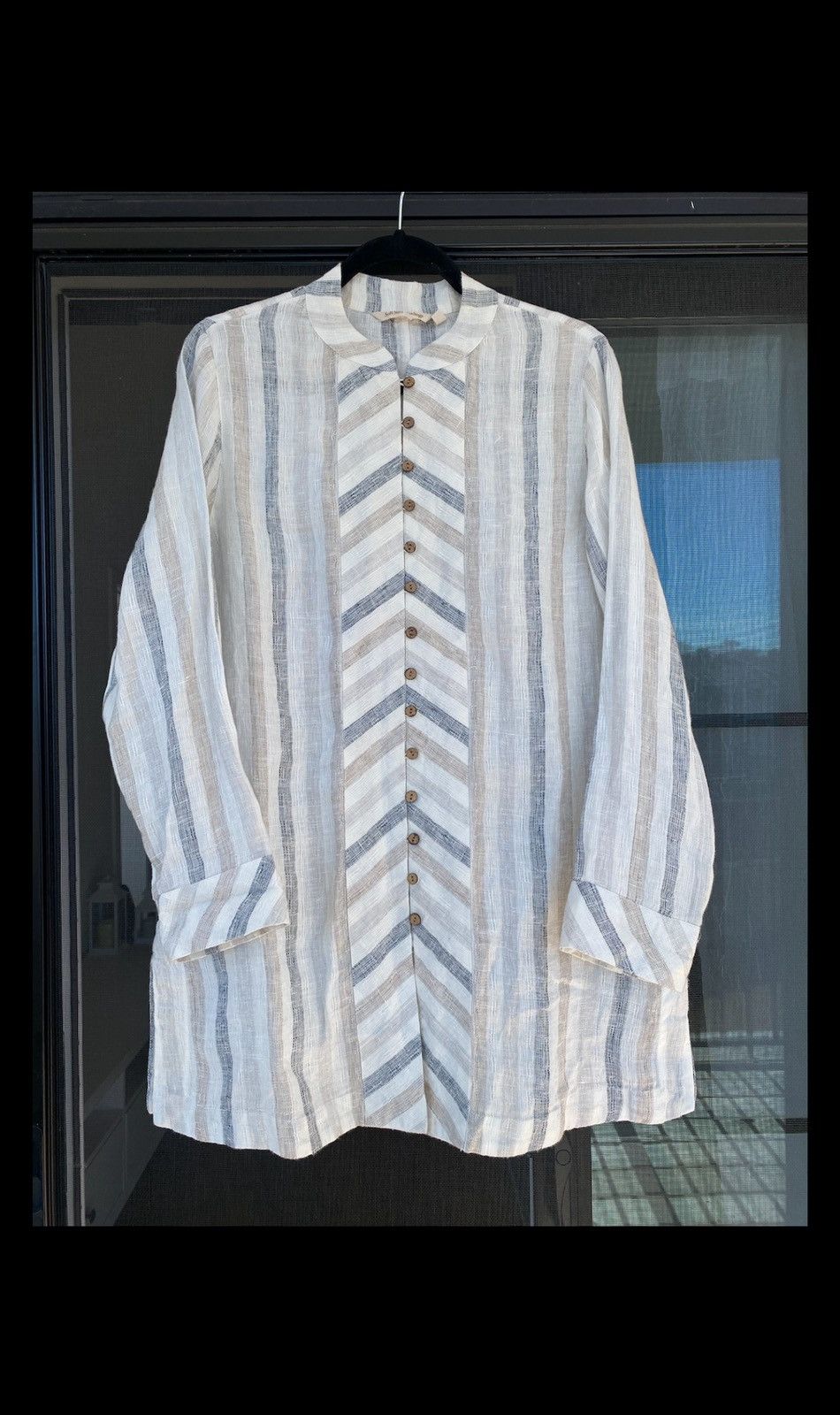 Other Soft Surroundings Button Up Linen Mandarin Tunic Shirt Size M / US 6-8 / IT 42-44 - 1 Thumbnail
