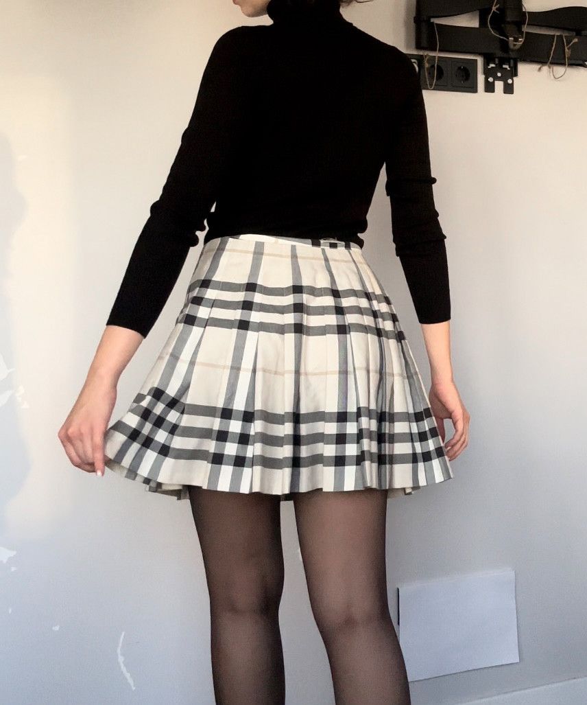 Burberry ✅ BURBERRY Mini Skirt Pleated Nova Check Wool Belt Size 27" / US 4 / IT 40 - 3 Thumbnail