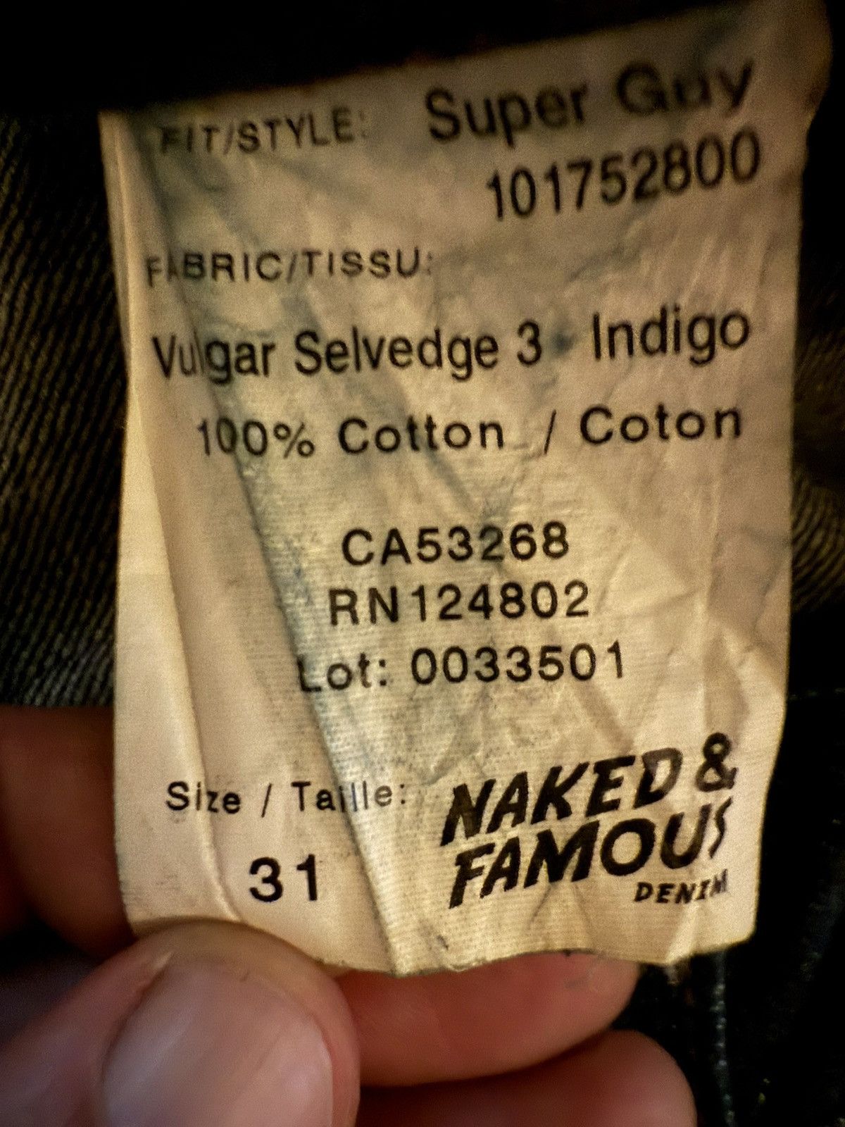 Naked & Famous Naked & Famous Vulgar Selvedge Super Guy Jeans 31 Size US 31 - 3 Thumbnail