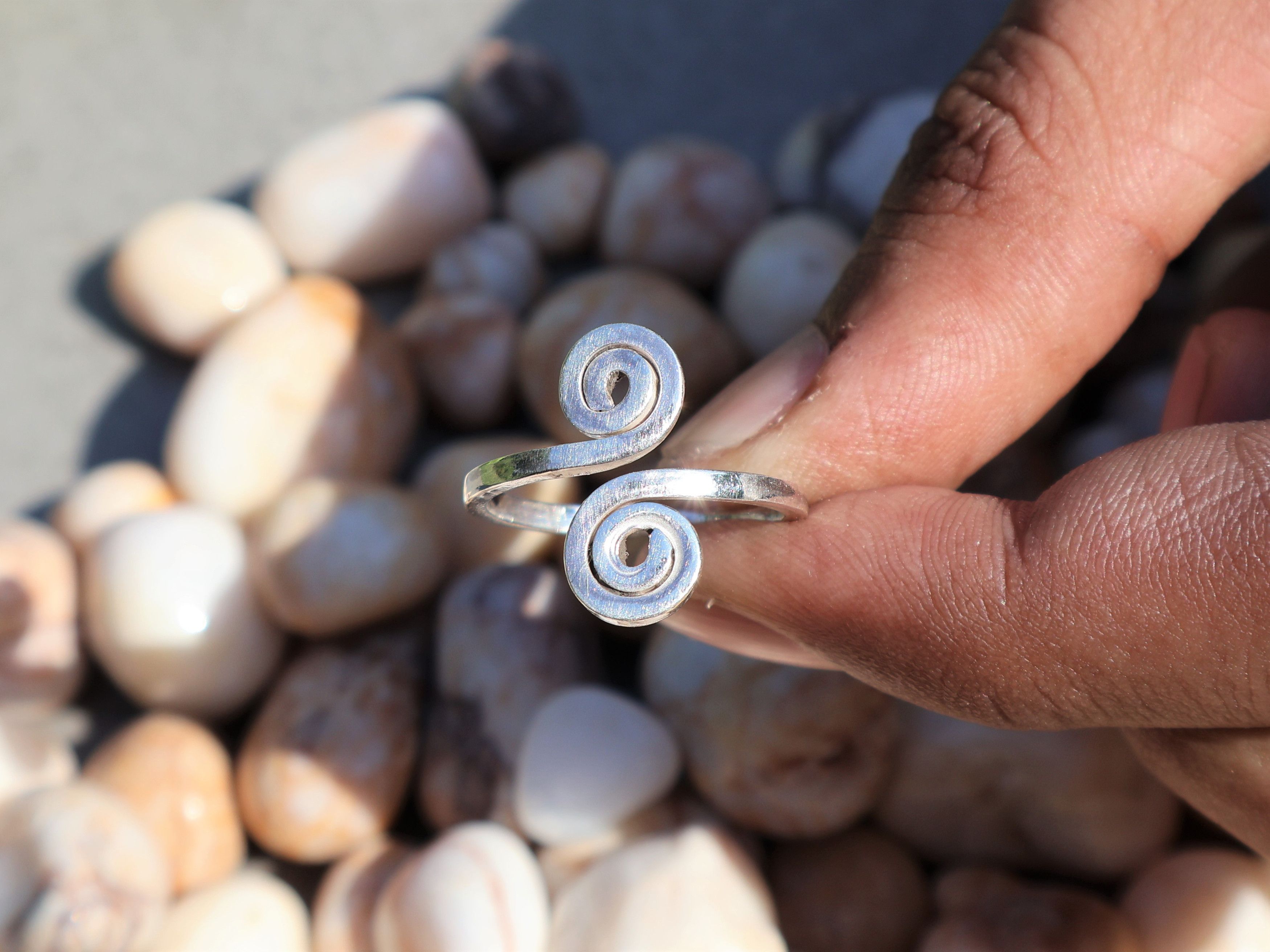 Handmade Spiral ring, Handmade Sterling silver ring, Gift For Her, Size ONE SIZE - 6 Thumbnail