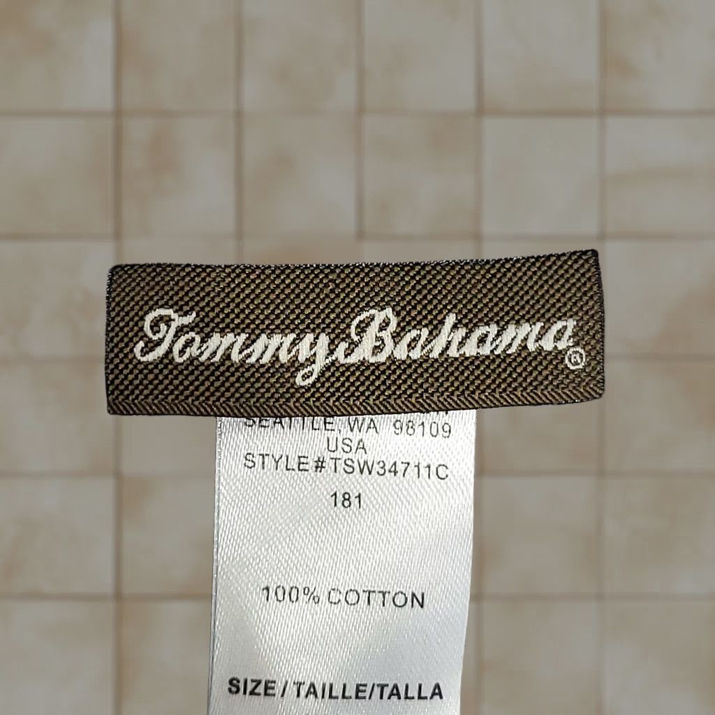 Tommy Bahama Shirt Womens Xs Blue White Stripe Button Up Tunic Roll Tab Sleeve, Women's