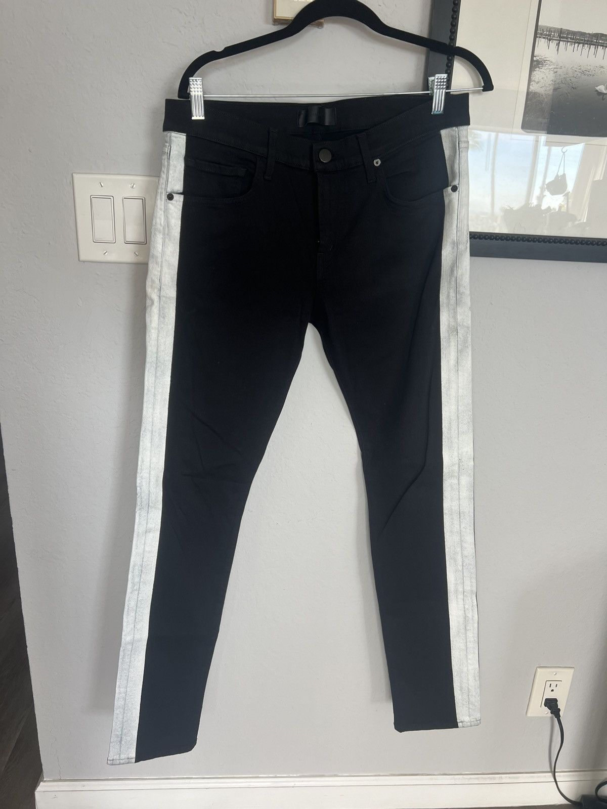 J Brand Black jeans with painted tuxedo stripes Size US 32 / EU 48 - 1 Thumbnail