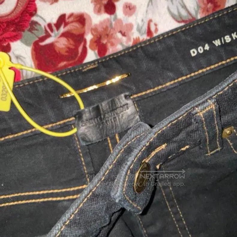 Saint Laurent Paris Saint Laurent Paris Gold thread wash big destroyed denim p Size US 29 - 4 Thumbnail