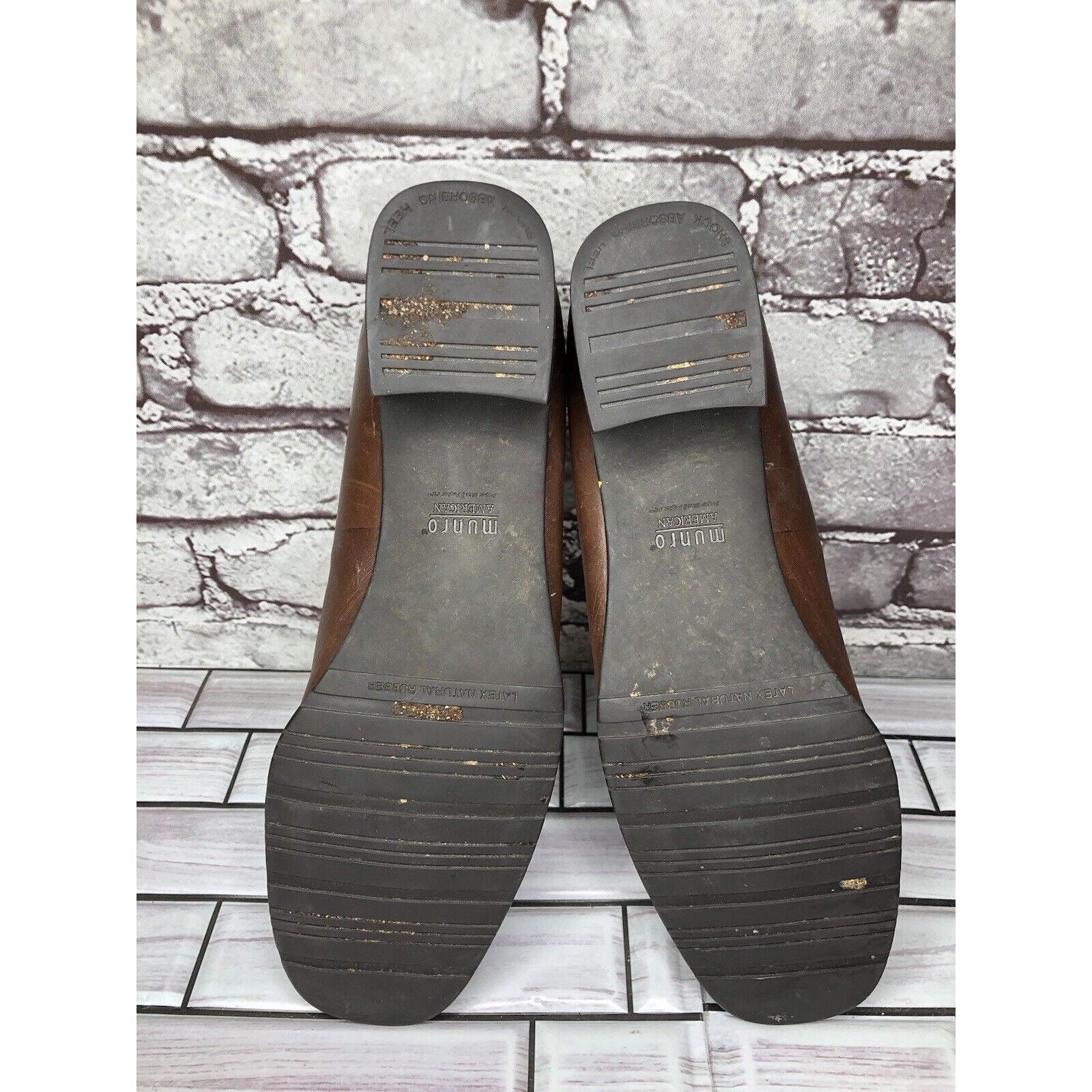 Other Munro American Brown Leather Slip On Square Toe Heel Loafers Size US 10 / IT 40 - 6 Thumbnail