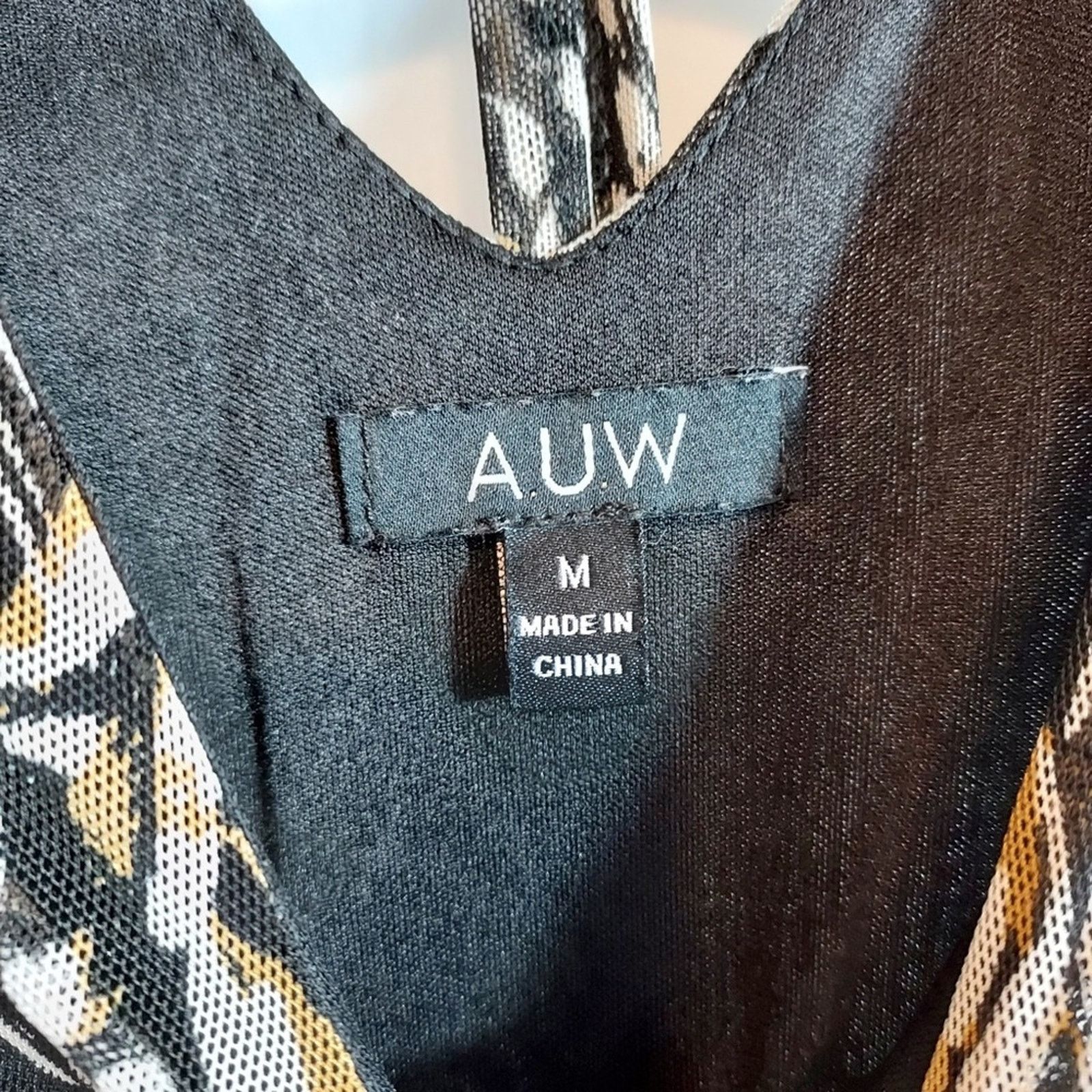 Other AUW Multicolor Black Brown White Abstract Ruffle Blouse Top Size M / US 6-8 / IT 42-44 - 9 Thumbnail