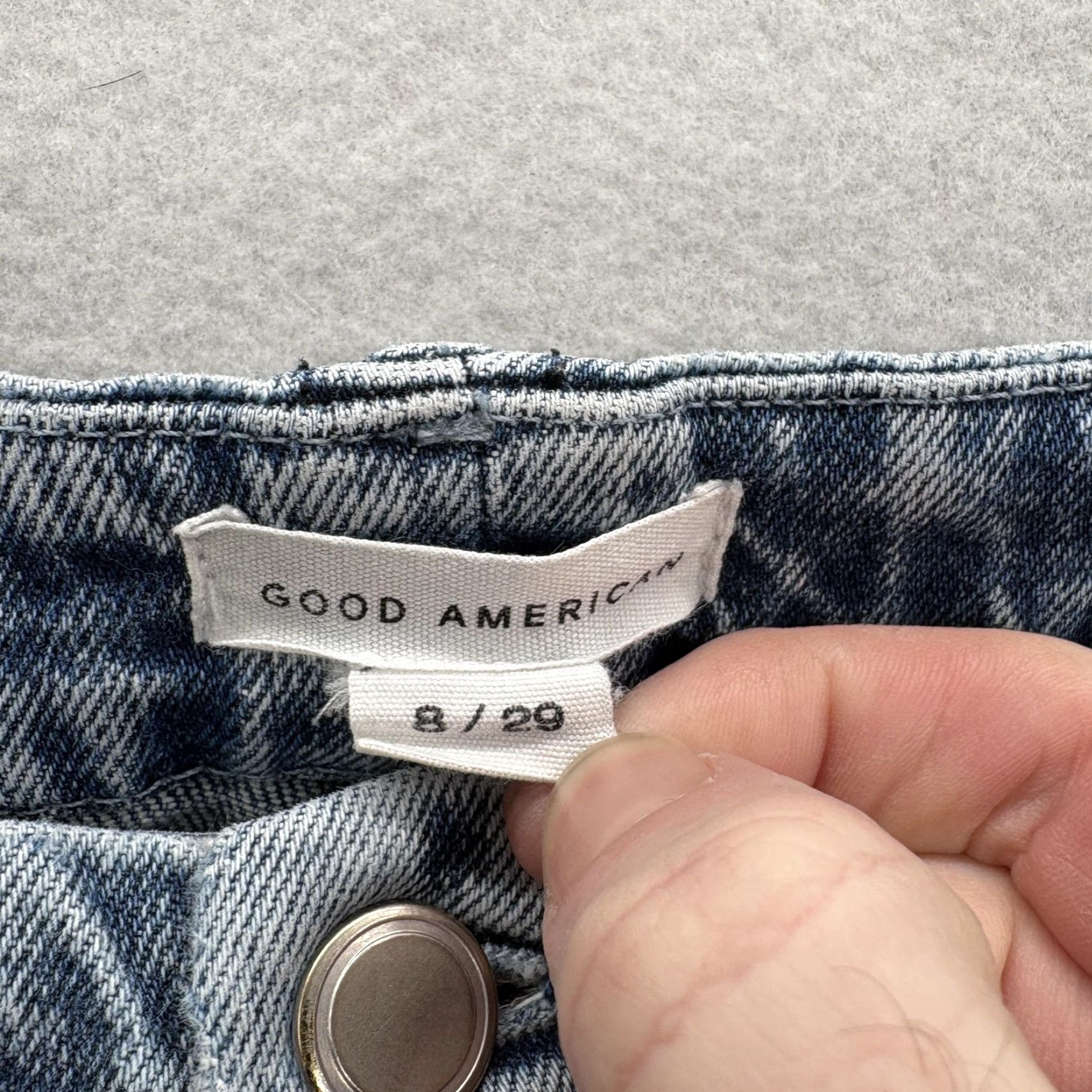 Good American Good American Jeans Womens 8 High Rise Slim Straight Blue Denim 29 in 5-Pocket Stretch Cotton Blend Spandex Size 30" / US 8 / IT 44 - 4 Thumbnail