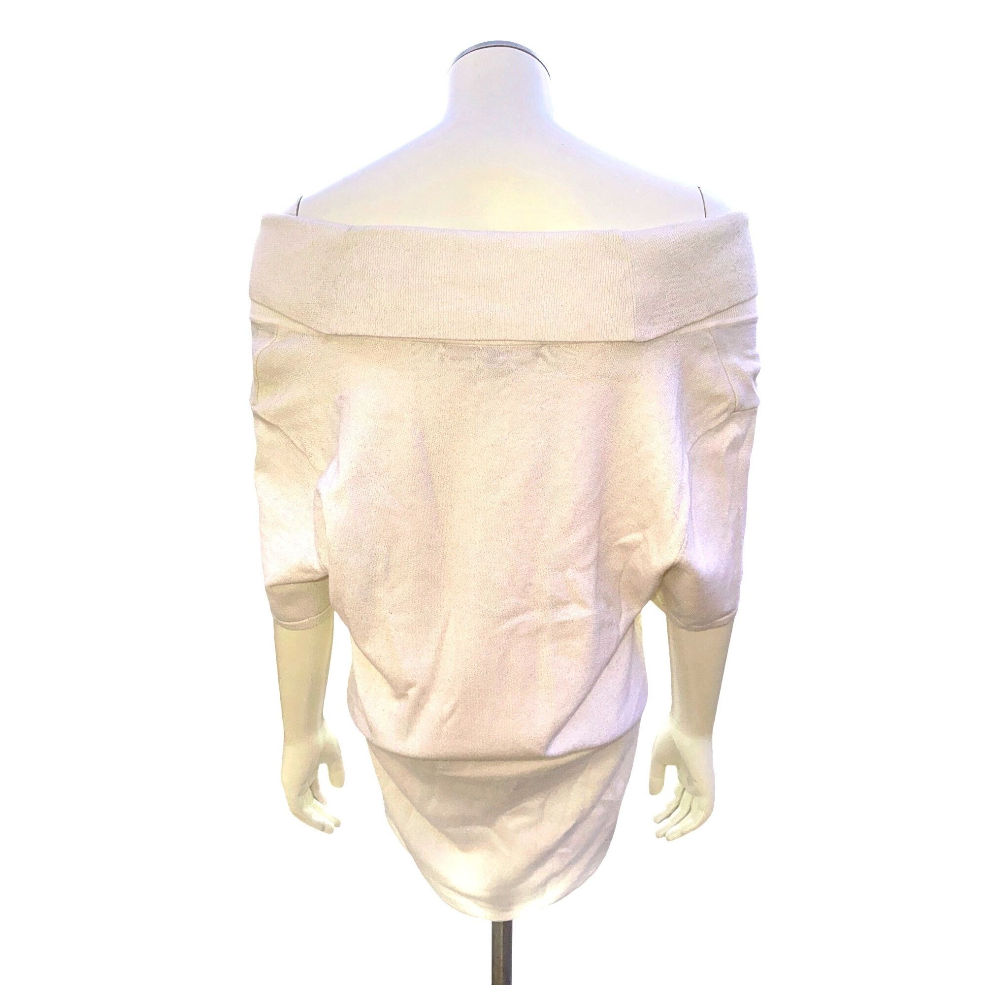 Other Alex Marie Off Shoulder Knit Top Size Large White Stretch Fa Size L / US 10 / IT 46 - 5 Thumbnail