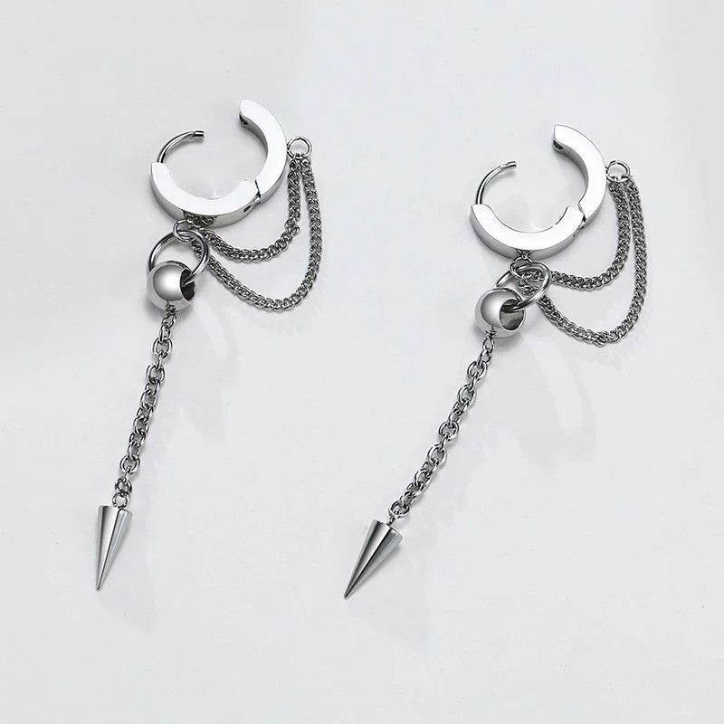 Japanese Brand × Vintage 1Pair Triangle Long Chain Earrings Size ONE SIZE - 2 Thumbnail