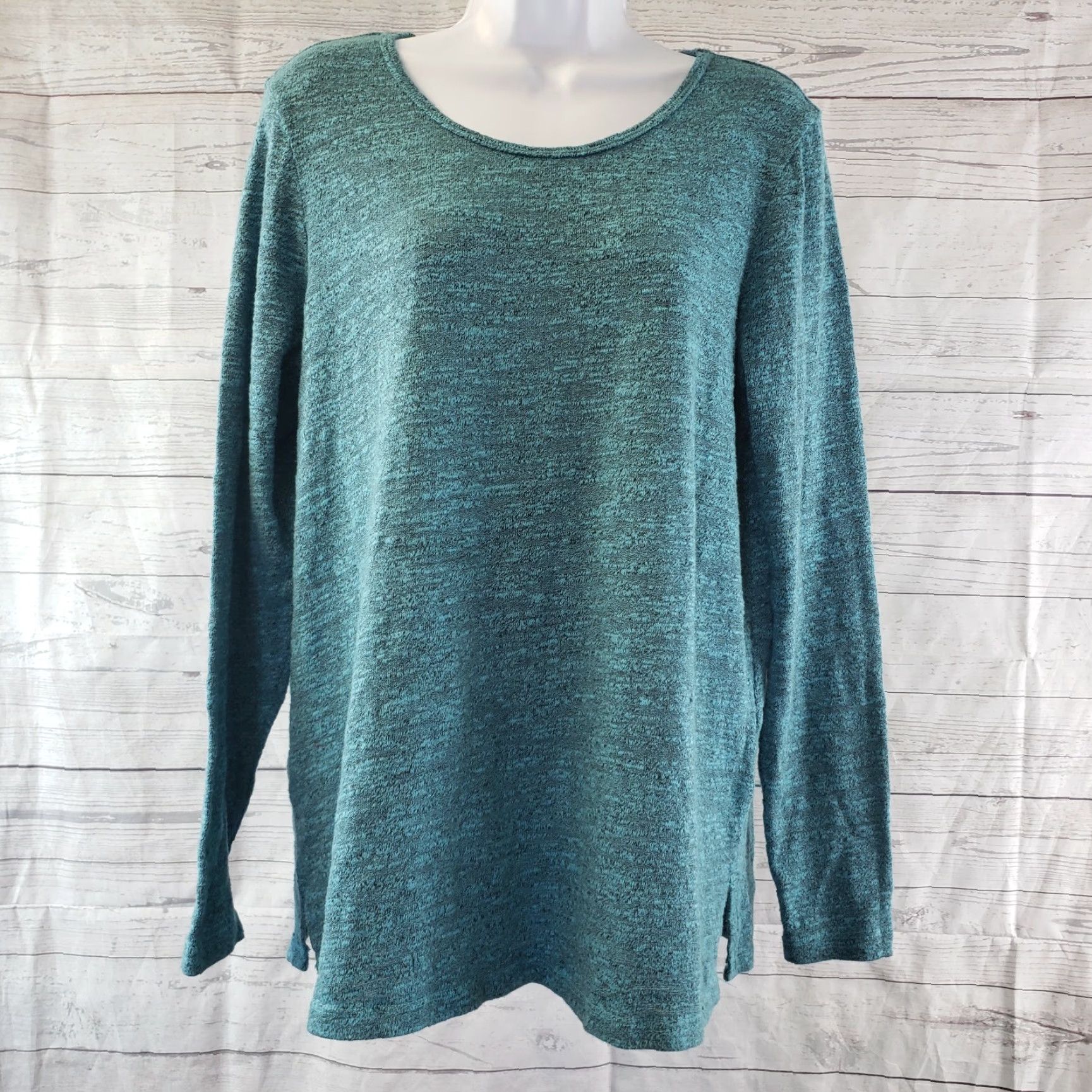 Vintage Tianello Womens Blouse Sz Medium Blue Long Sleeve Polyester Blend Knit Shirt Size M / US 6-8 / IT 42-44 - 2 Thumbnail