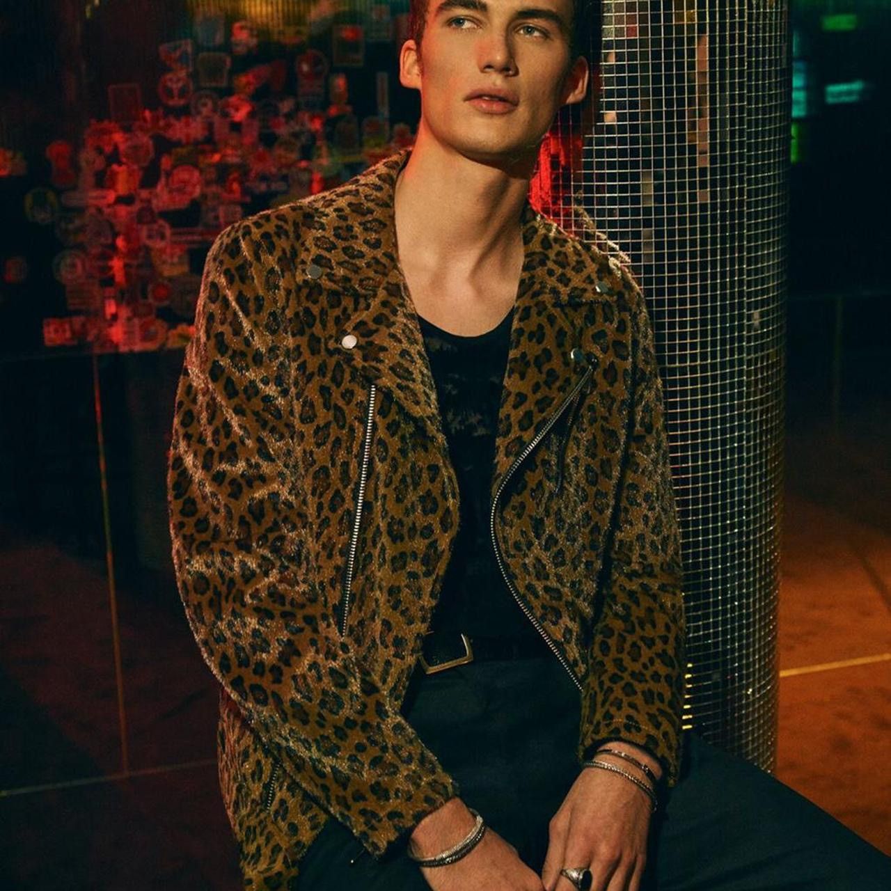 Zara Leopard Double Collar Bikers Fur Jacket Size US M / EU 48-50 / 2 - 1 Thumbnail