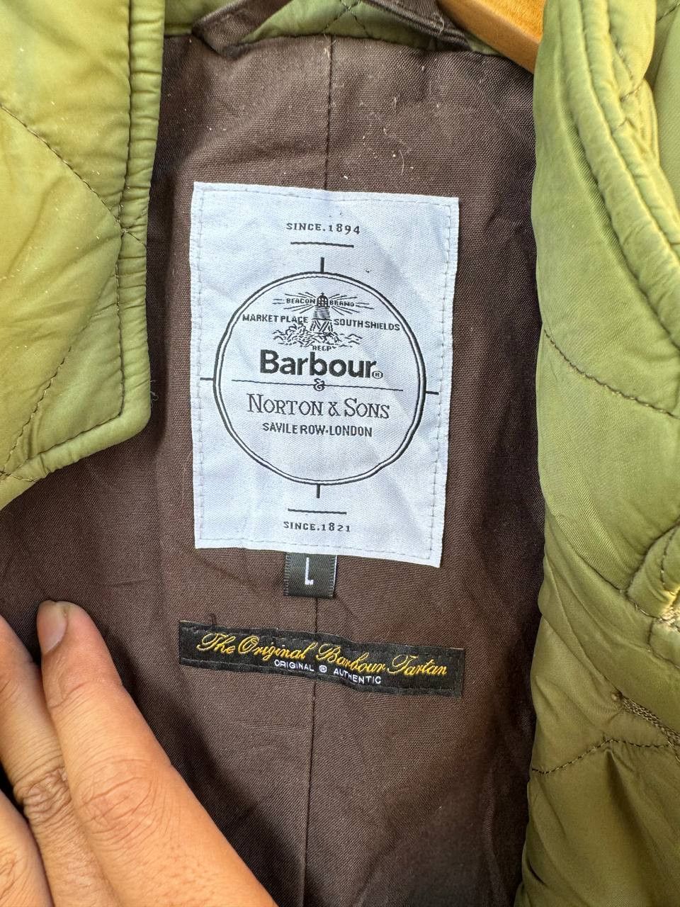 Barbour × Vintage Vintage Barboir green army puffer jacket Size US L / EU 52-54 / 3 - 7 Thumbnail