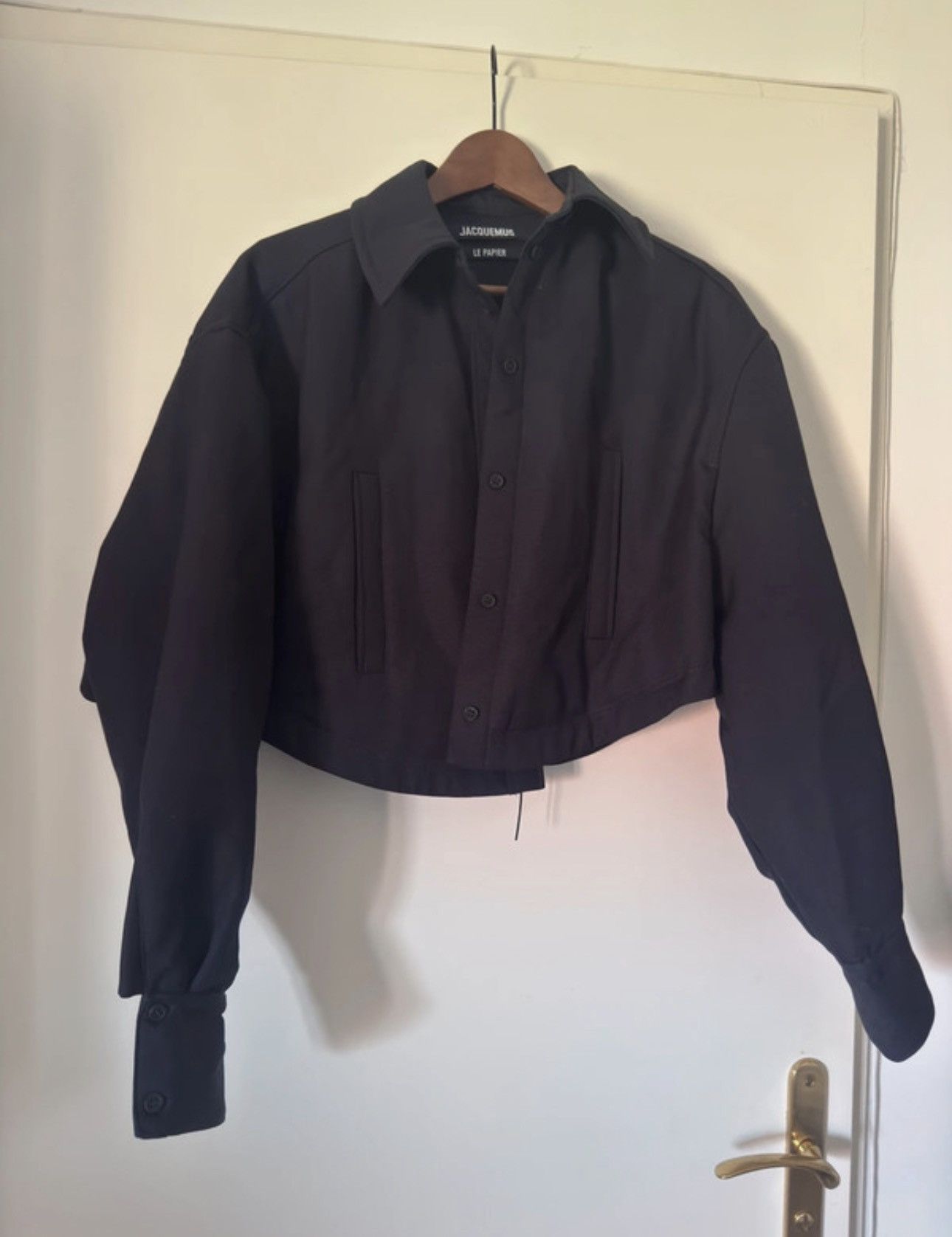 Jacquemus Navy blue cropped Jacquemus jacket Collection « le Papier » Size S / US 4 / IT 40 - 1 Thumbnail