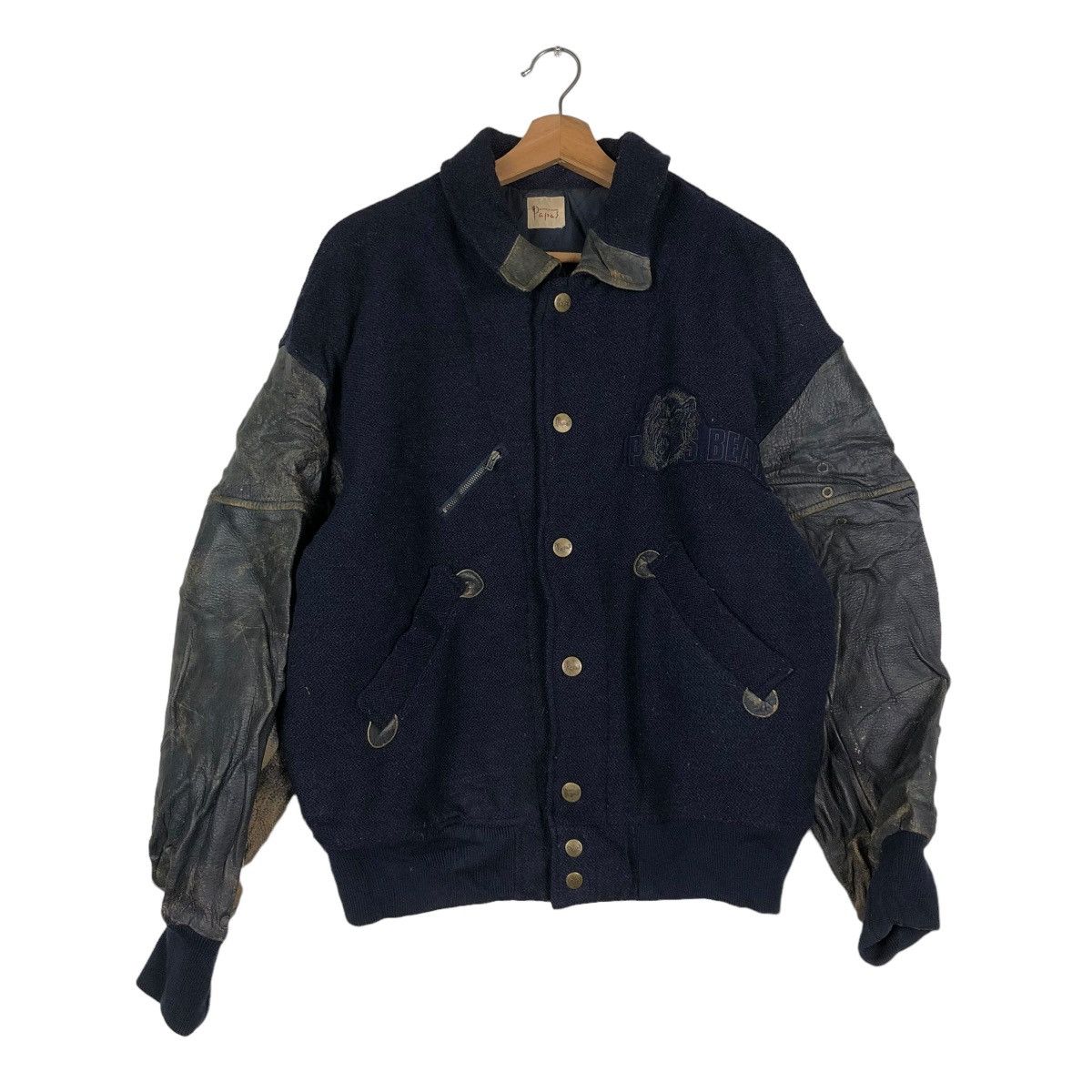 Japanese Brand 🔥VINTAGE LEATHER JACKET JUMPER STADIUM PAPAS BIG LOGO Size US M / EU 48-50 / 2 - 3 Thumbnail