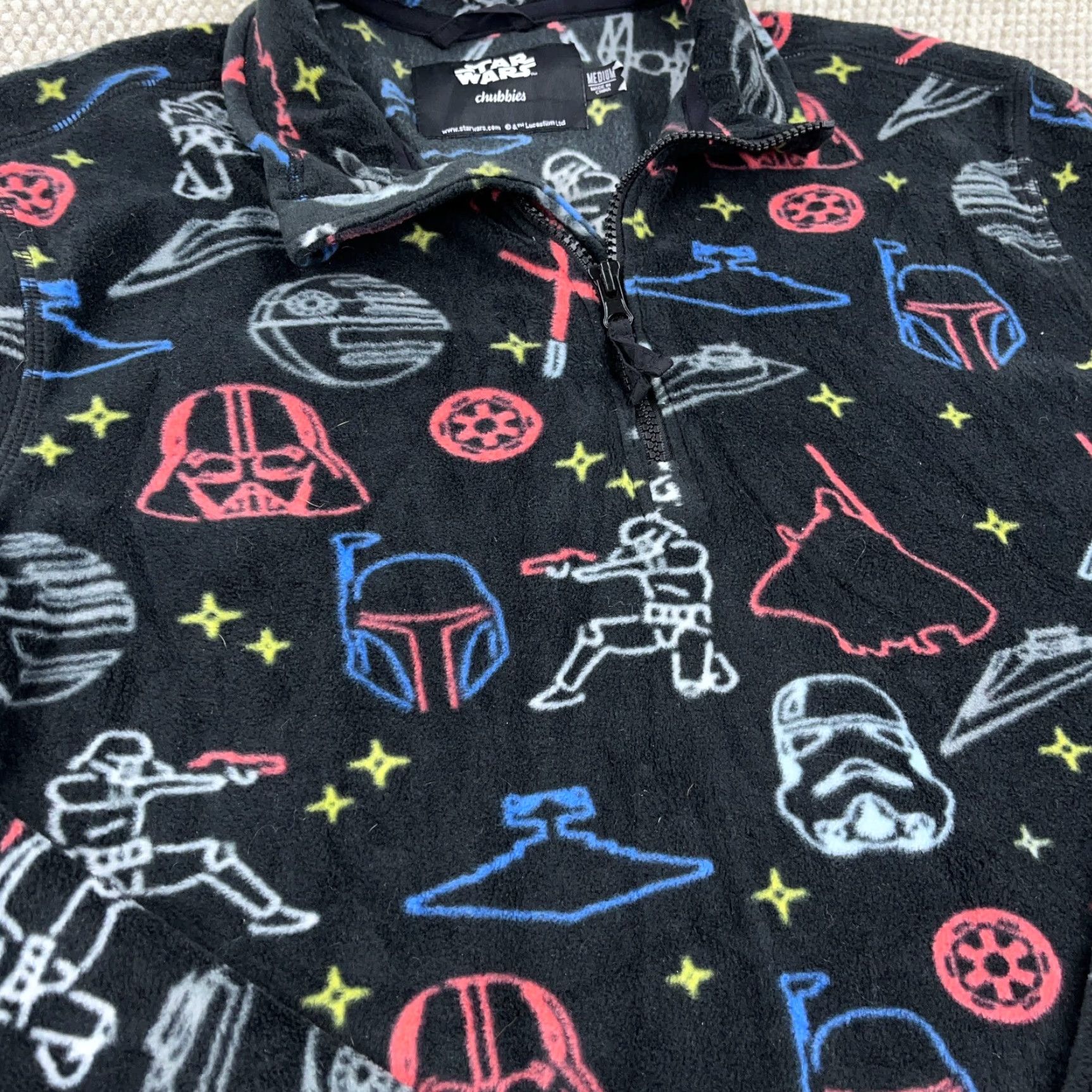 Chubbies Chubbies Star Wars Sweater Men Medium Fleece Pullover Quarter Zip Jacket AOP Black Polyester Size US M / EU 48-50 / 2 - 6 Thumbnail