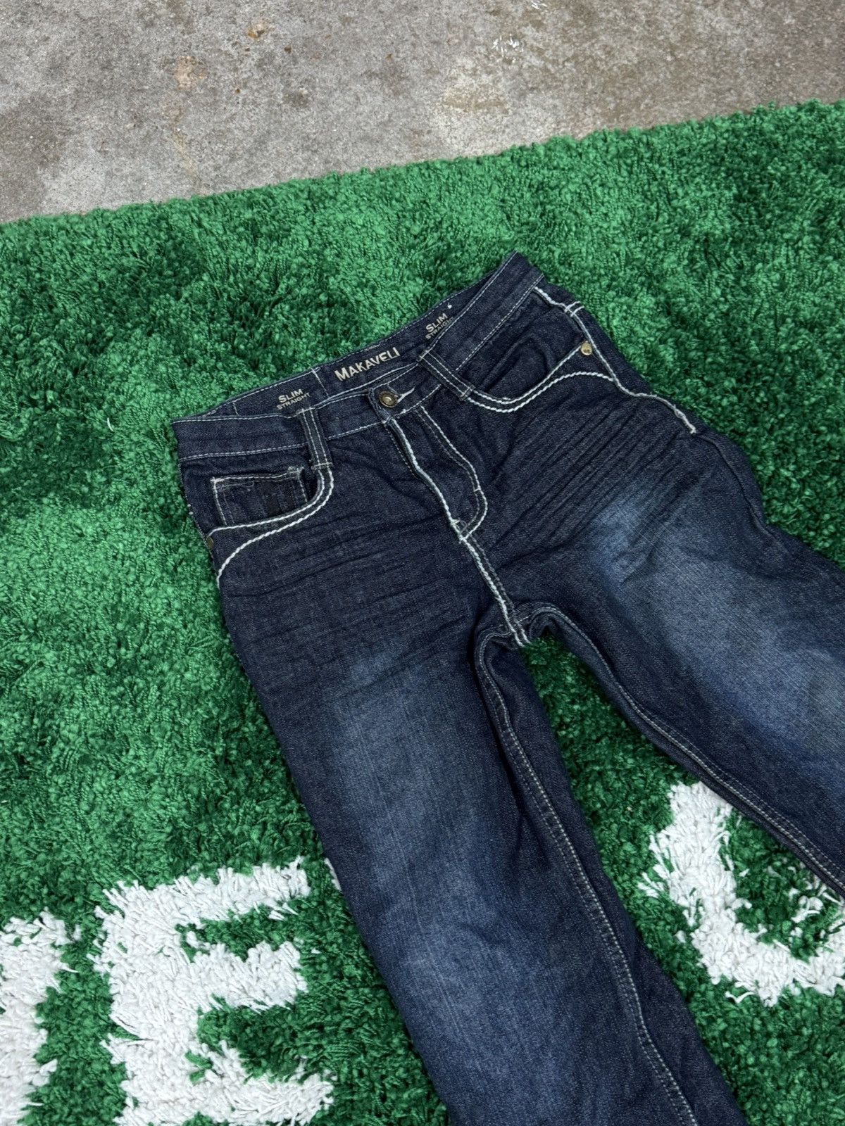 Makaveli Vintage Makaveli Y2K Button Flap Pocket Contrast Denim Jeans Size 38" / US 16 / IT 52 - 5 Thumbnail