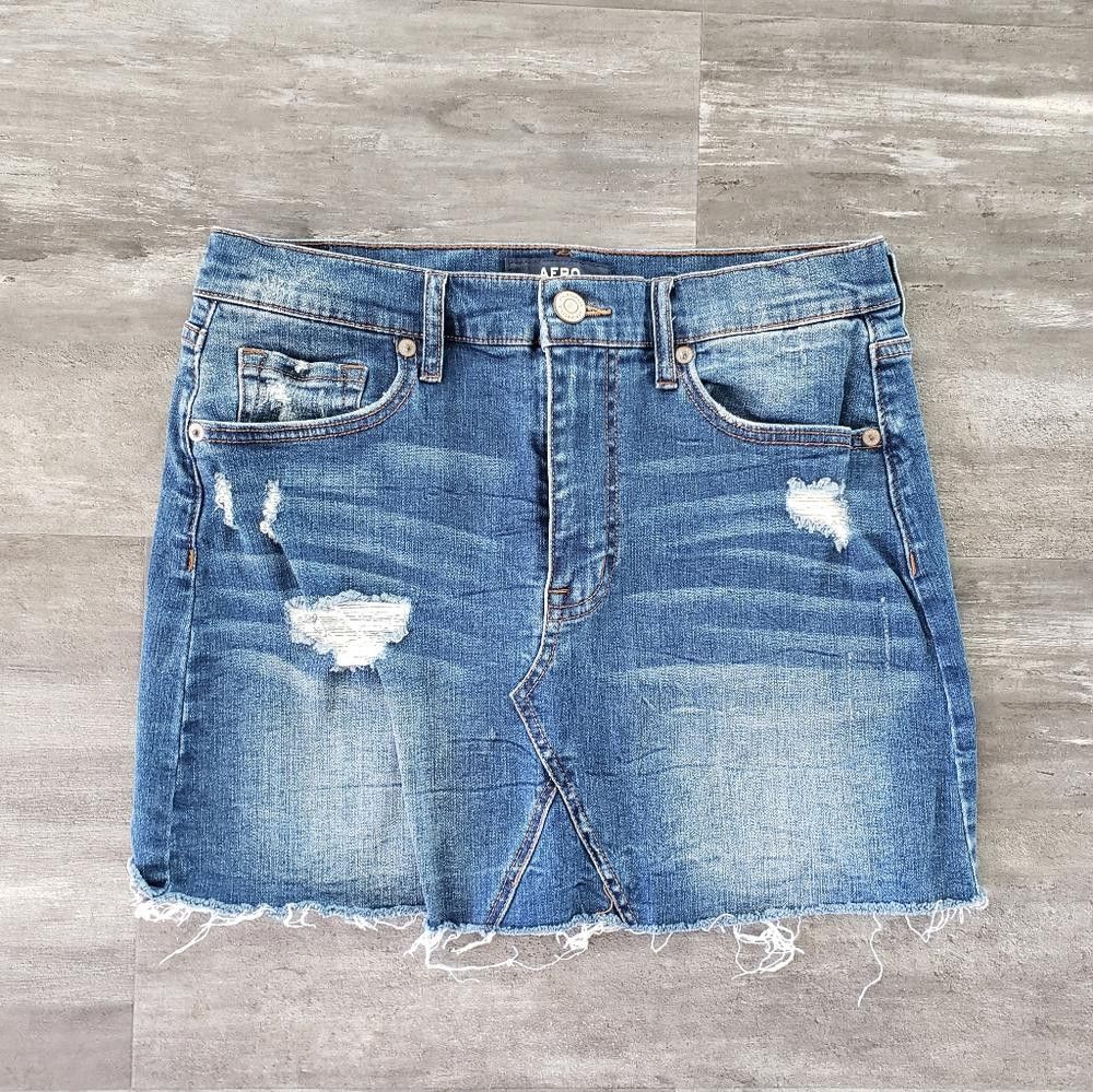 Aeropostale Denim Distressed AERO High Waisted Mini Size 30" / US 8 / IT 44 - 1 Thumbnail