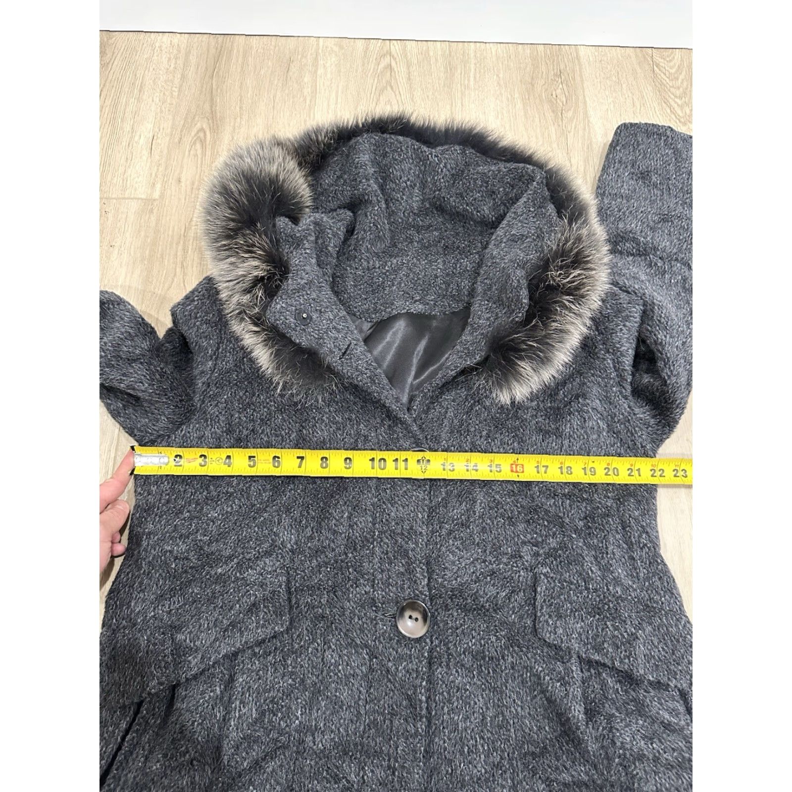 Vintage VINTAGE Alpaca Jacket Made In Canada With Real Fox Fur Trim Gray M Medium Women Jacket Fox Size M / US 6-8 / IT 42-44 - 5 Thumbnail