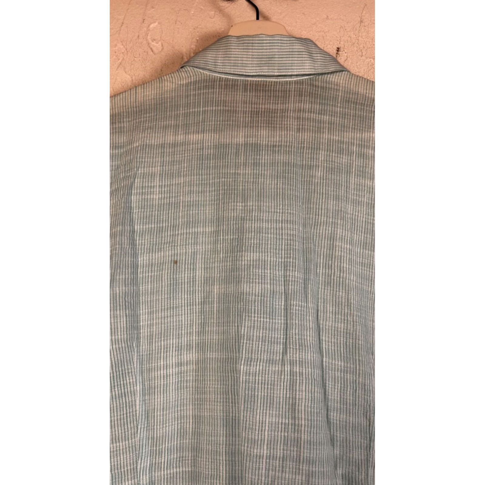 Vintage Chico's Blue Striped Button-Up Ruffle Tunic Top Shirt Size 2 Cotton Long Sleeve Womens Tunic Shirt Size XS / US 0-2 / IT 36-38 - 3 Thumbnail