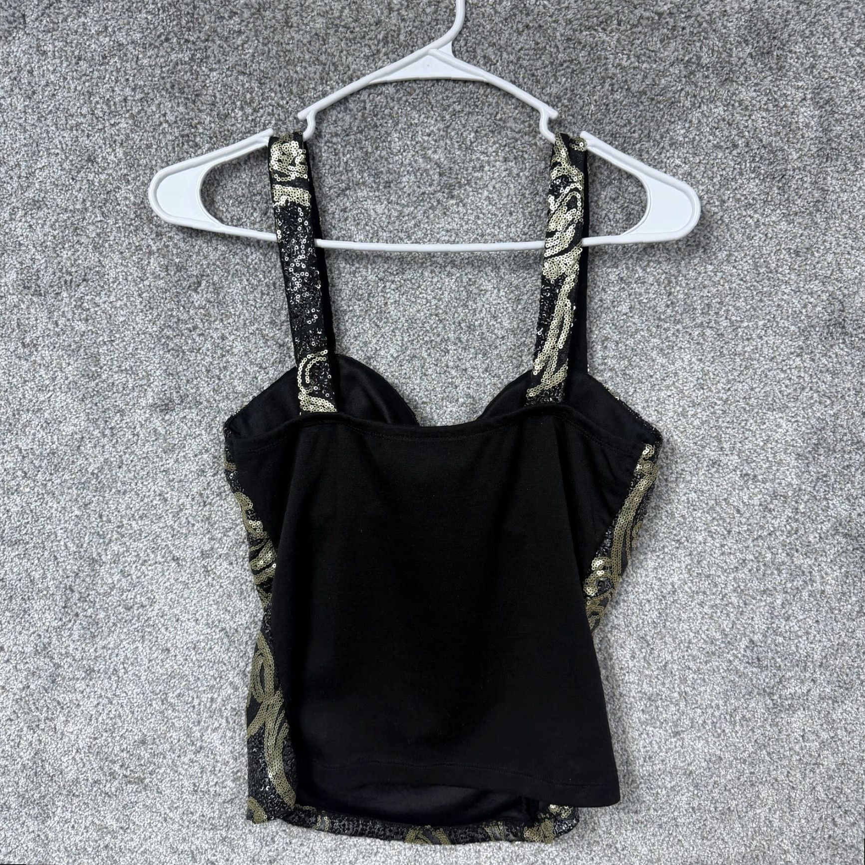 Vintage VINTAGE Deb Juniors L Camisole Tank Top Black Gold Sequin Paisley Night Luxe Clubwear Y2K Size L / US 10 / IT 46 - 5 Thumbnail