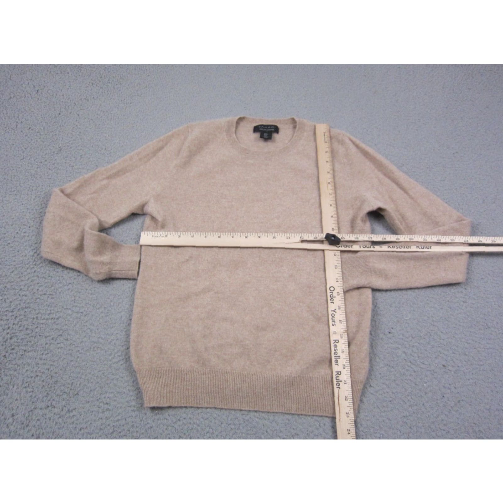 Vintage Tahari Sweater Womens Large Brown 100% Cashmere Crewneck Knit Classic Pullover 90s Style Regular Long Sleeve Casual Workwear Size L / US 10 / IT 46 - 6 Thumbnail