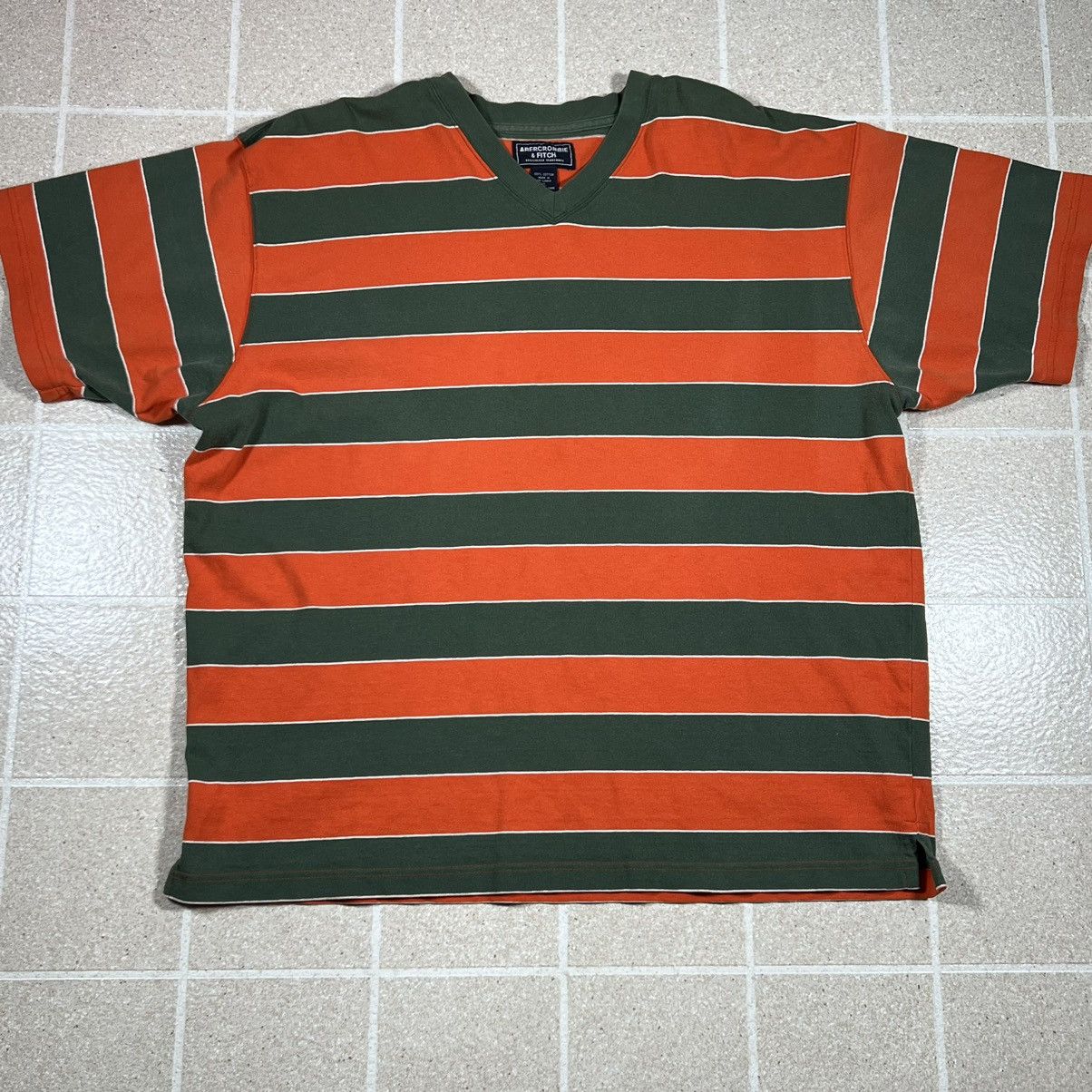 Abercrombie & Fitch × Vintage Vintage ABERCROMBIE & FITCH T Shirt Green Orange Striped Size US XL / EU 56 / 4 - 2 Thumbnail
