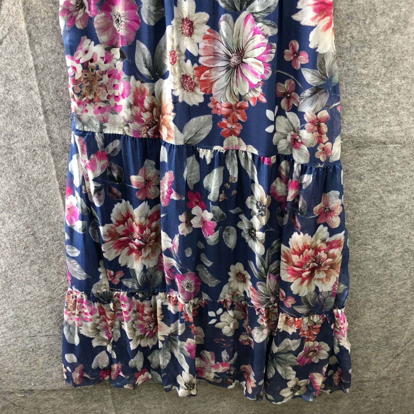 Vintage Larag Silk Blend Floral Maxi Dress Women Size M Blue Pink A-Line Sleeveless Floral Italy NWT Size M / US 6-8 / IT 42-44 - 3 Thumbnail